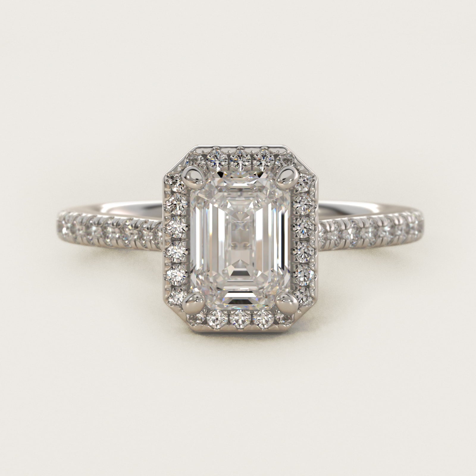 Halo Diamond Bridge Engagement Ring in 14k White Gold (1/3 ct. tw.) - Emerald Center