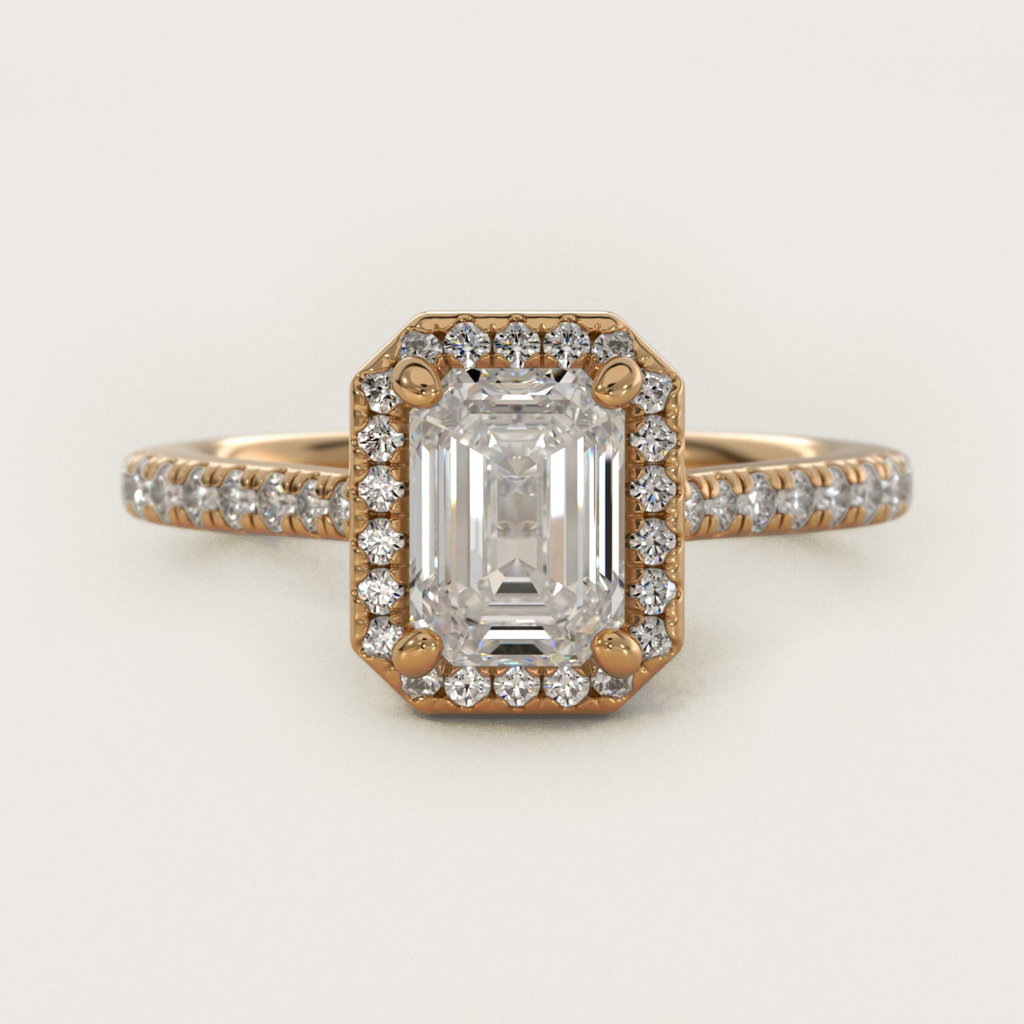 Halo Diamond Bridge Engagement Ring in 14k Yellow Gold (1/3 ct. tw.) - Emerald Center