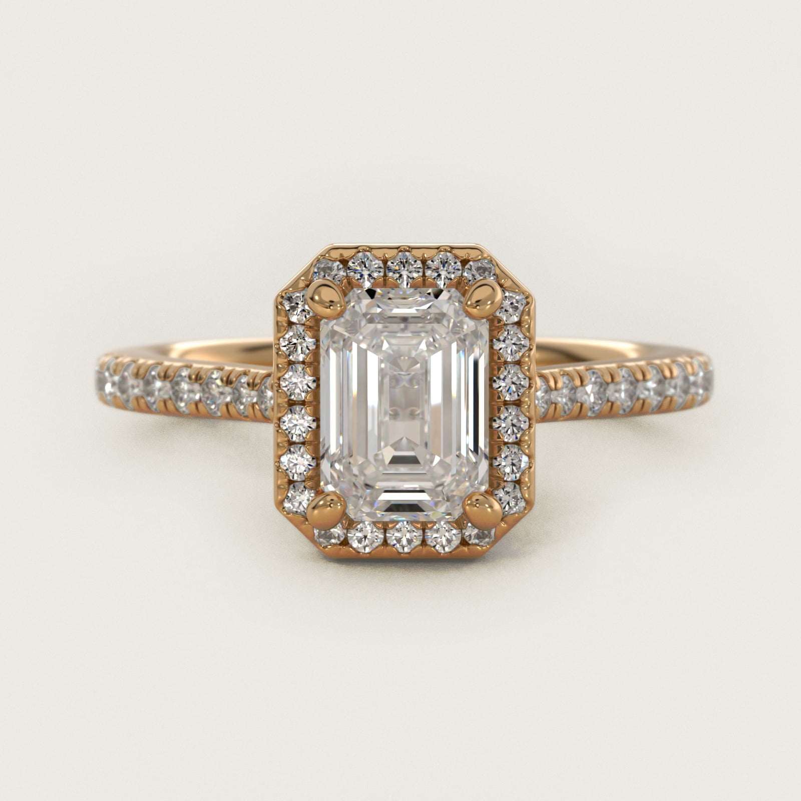 Halo Diamond Bridge Engagement Ring in 14k Yellow Gold (1/3 ct. tw.) - Emerald Center