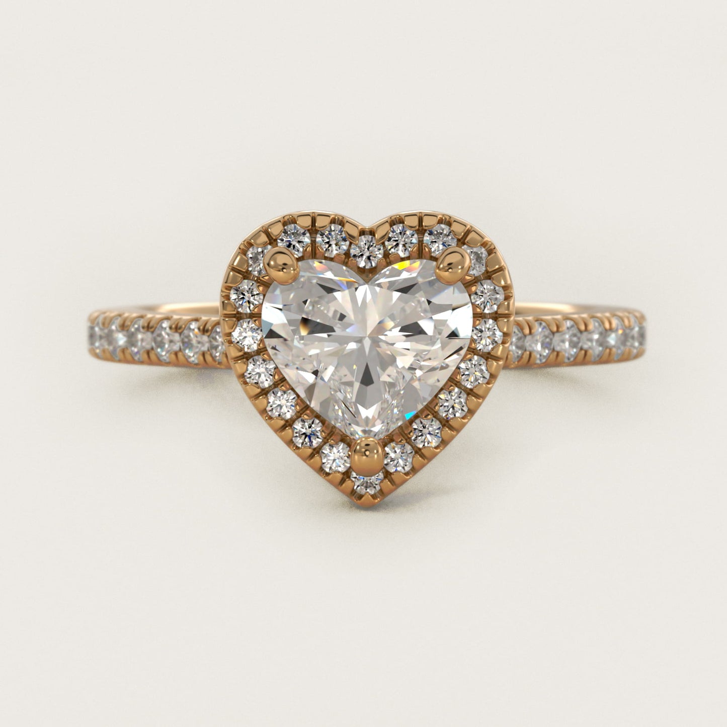 Halo Diamond Bridge Engagement Ring in 14k Yellow Gold (1/3 ct. tw.) - Heart Center