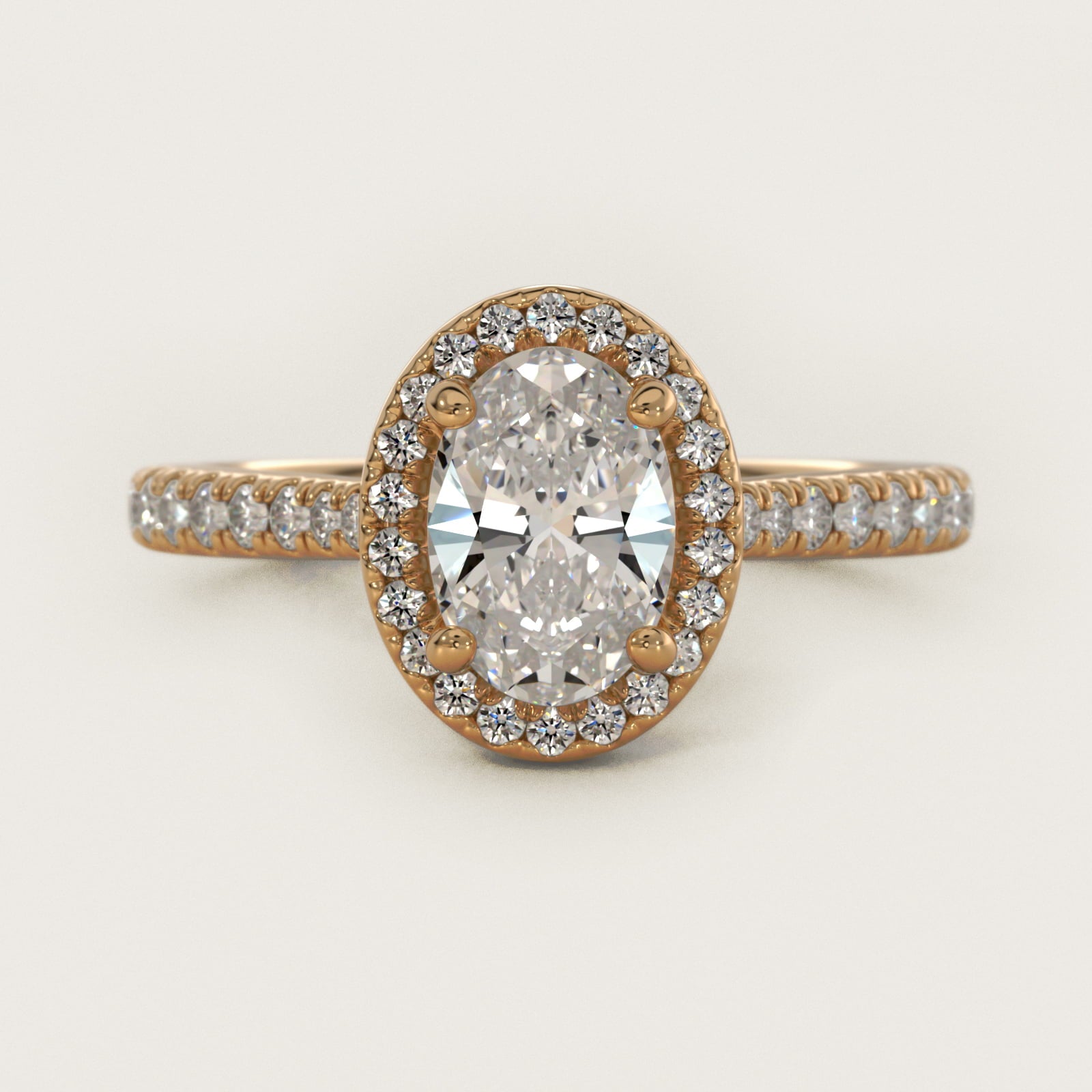 Halo Diamond Bridge Engagement Ring in 14k Yellow Gold (1/3 ct. tw.) - Oval Center