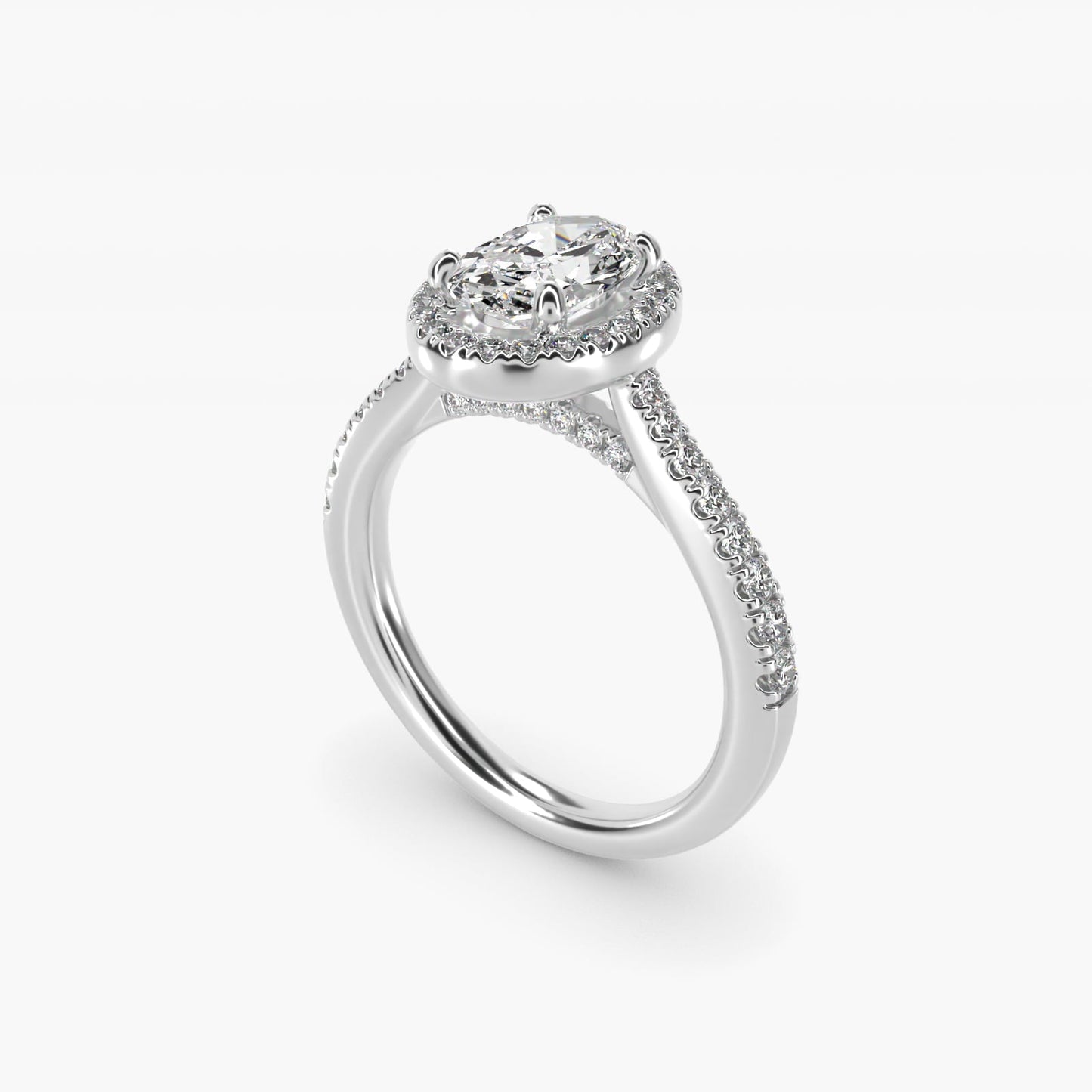 Halo Diamond Bridge Engagement Ring in Platinum (1/3 ct. tw.) - Oval Center