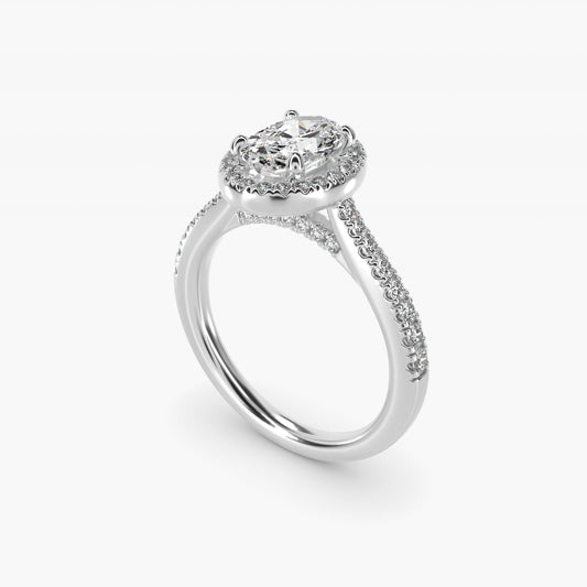 Halo Diamond Bridge Engagement Ring in Platinum (1/3 ct. tw.) - Oval Center