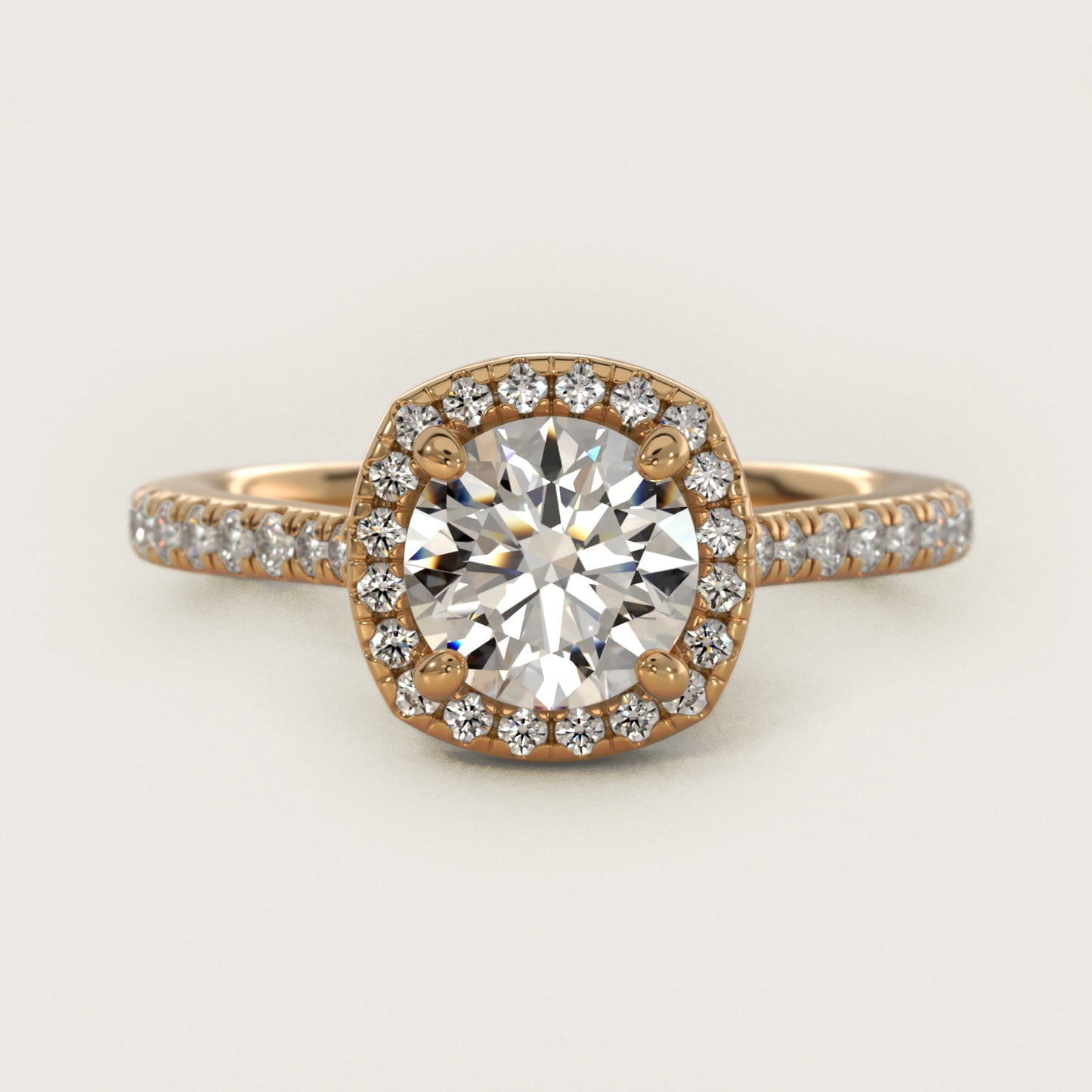 Halo Diamond Bridge Engagement Ring in 14k Yellow Gold (1/3 ct. tw.) - Round Center