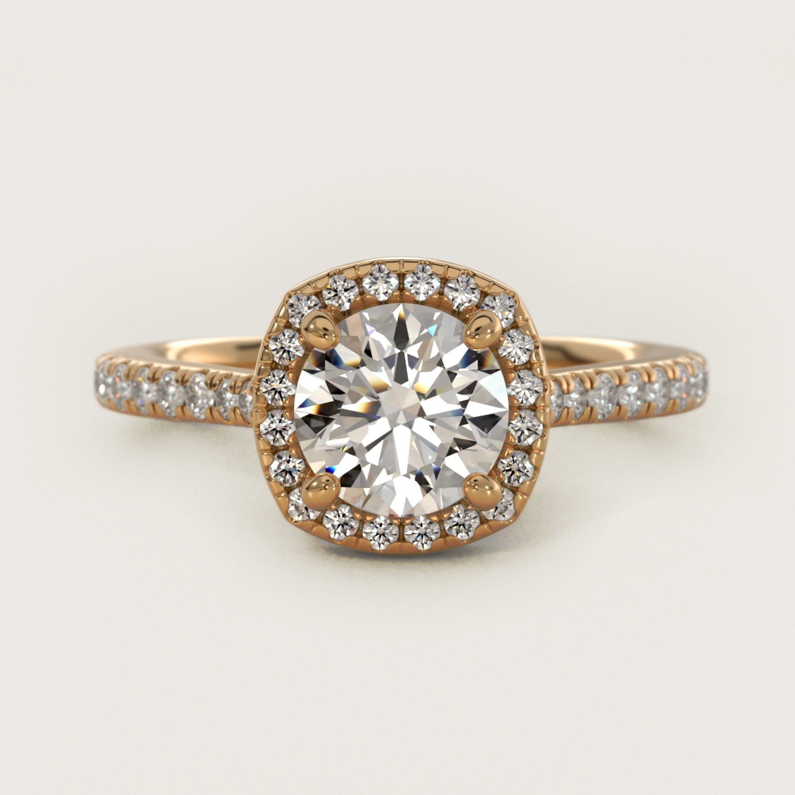 Halo Diamond Bridge Engagement Ring in 18k Yellow Gold (1/3 ct. tw.) - Round Center