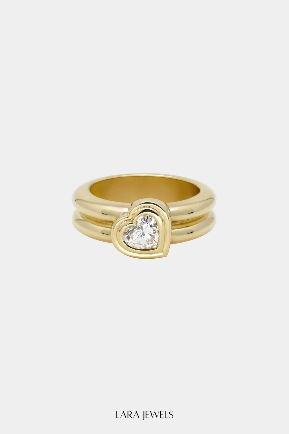 Roma Heart Diamond Ring 18K Yellow Gold - Front view