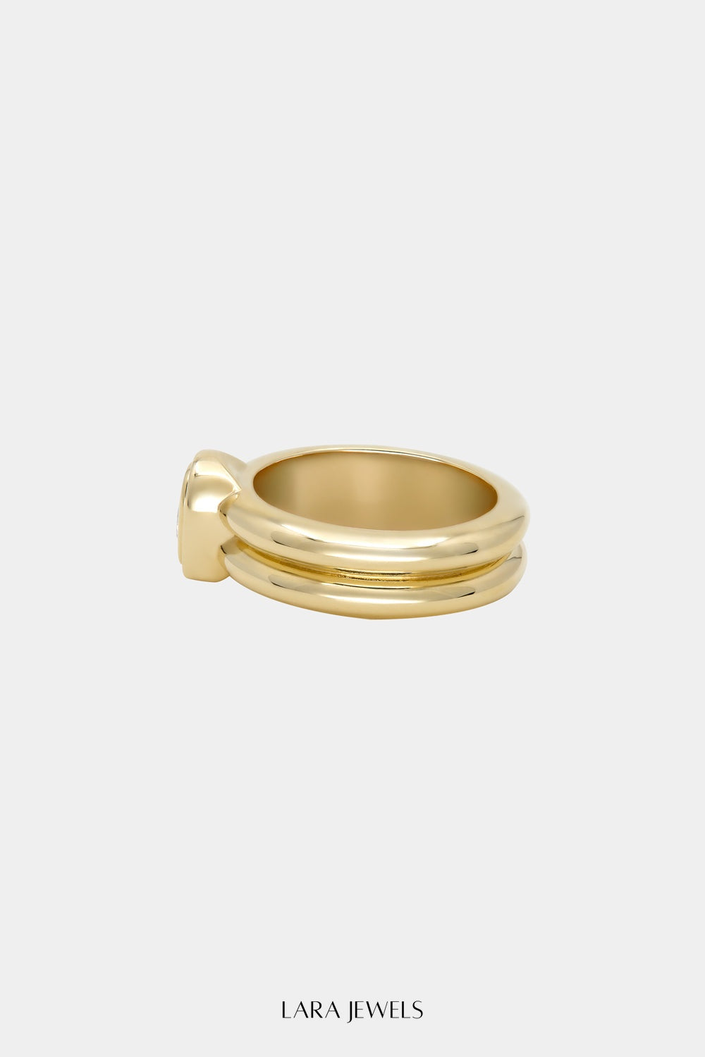 Roma Heart Diamond Ring 18K Yellow Gold - Back view