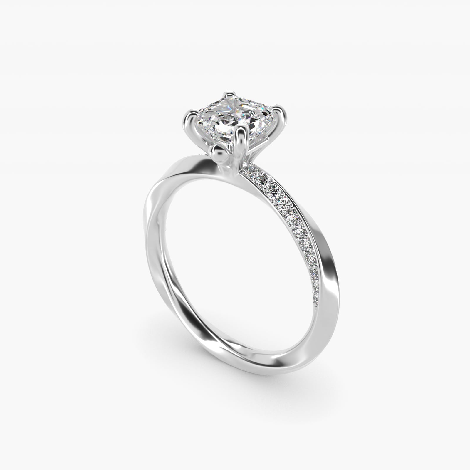 Helix PavŽ Diamond Engagement Ring In 14K White Gold By James Allen - Asscher Center