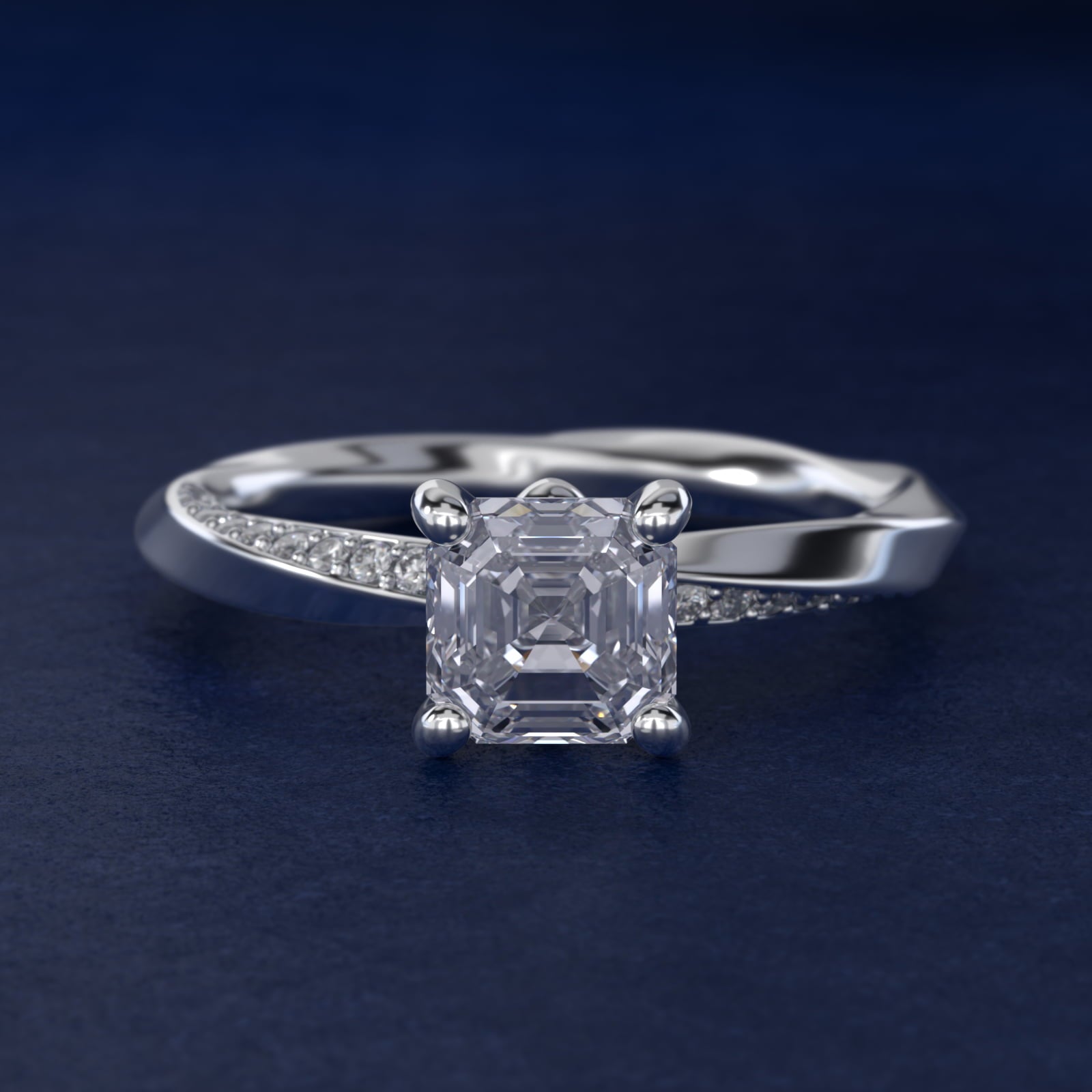 Helix Pav? Diamond Engagement Ring In 18k White Gold By James Allen - Asscher Center