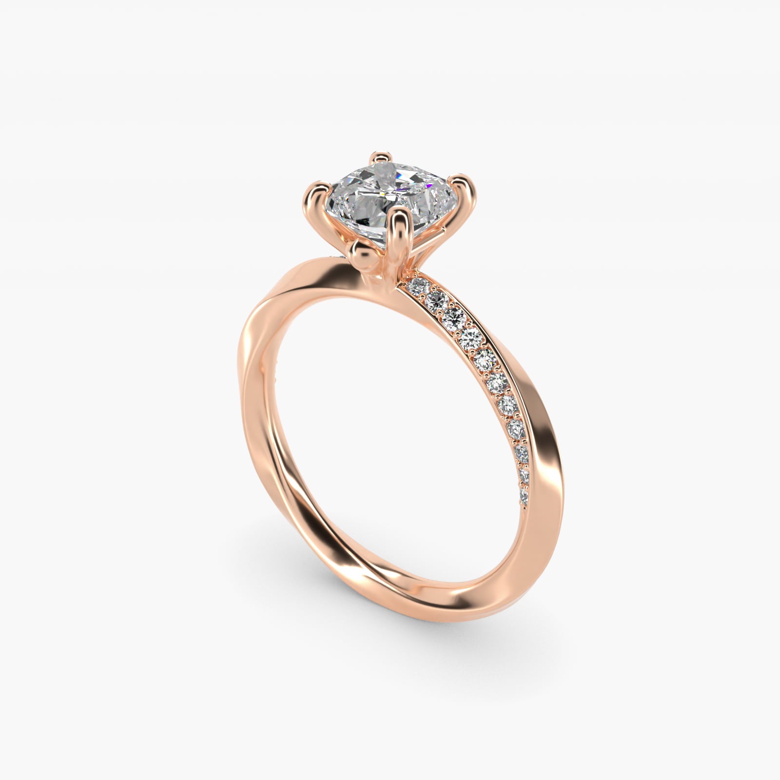 Helix Pav? Diamond Engagement Ring In 18k Rose Gold By James Allen - Cushion Center