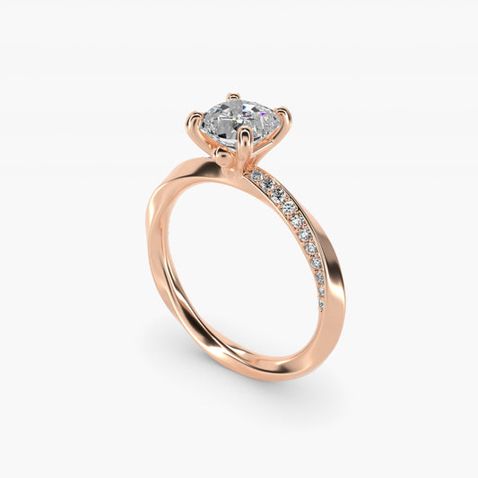 Helix Pav? Diamond Engagement Ring In 18k Rose Gold By James Allen - Cushion Center