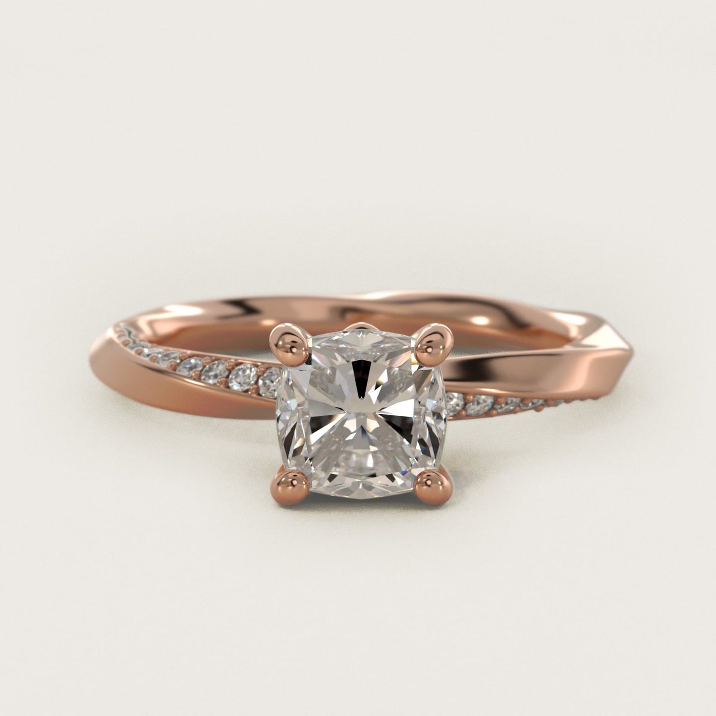Helix Pav? Diamond Engagement Ring In 18k Rose Gold By James Allen - Cushion Center
