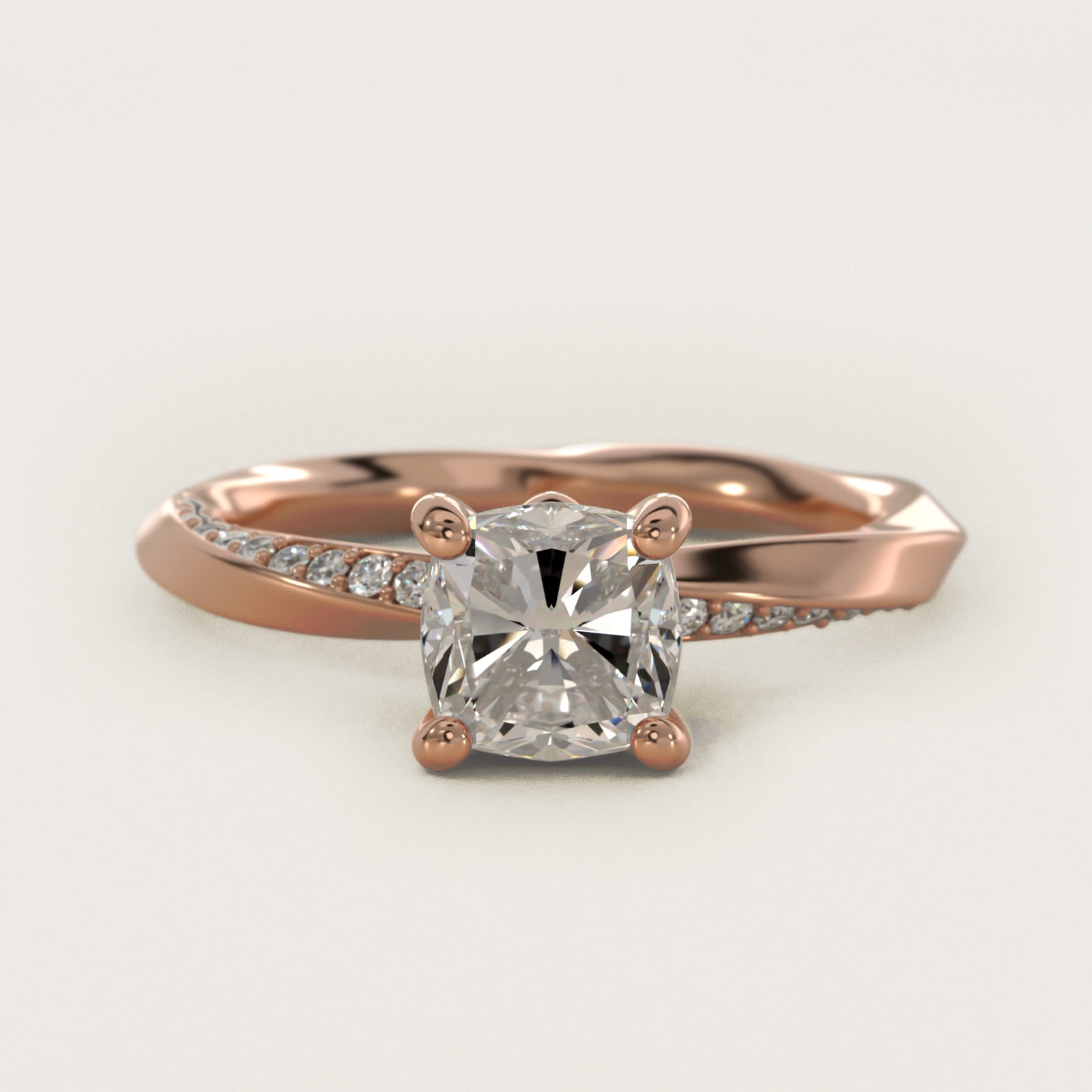 Helix Pav? Diamond Engagement Ring In 18k Rose Gold By James Allen - Cushion Center