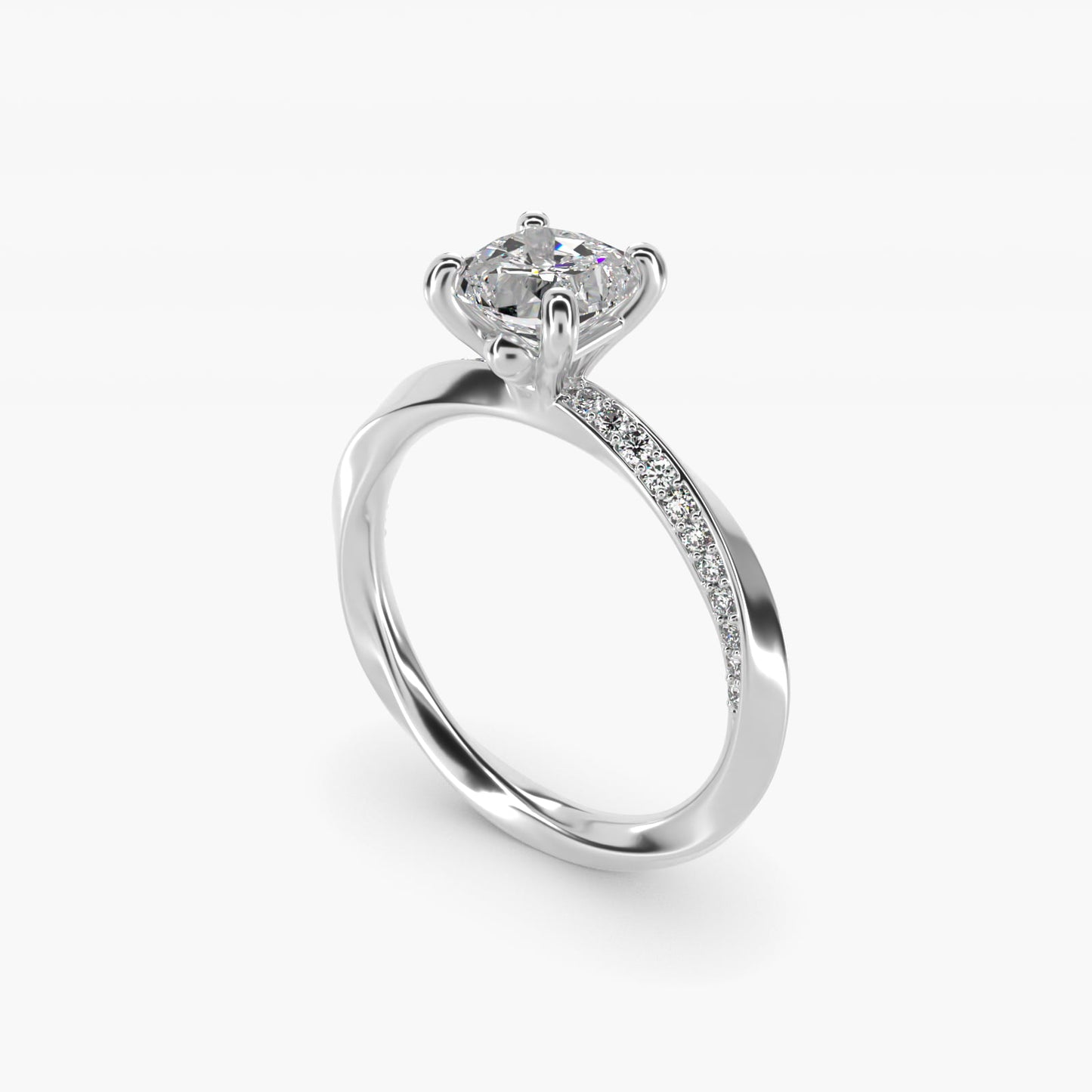 Helix PavŽ Diamond Engagement Ring In 14K White Gold By James Allen - Cushion Center