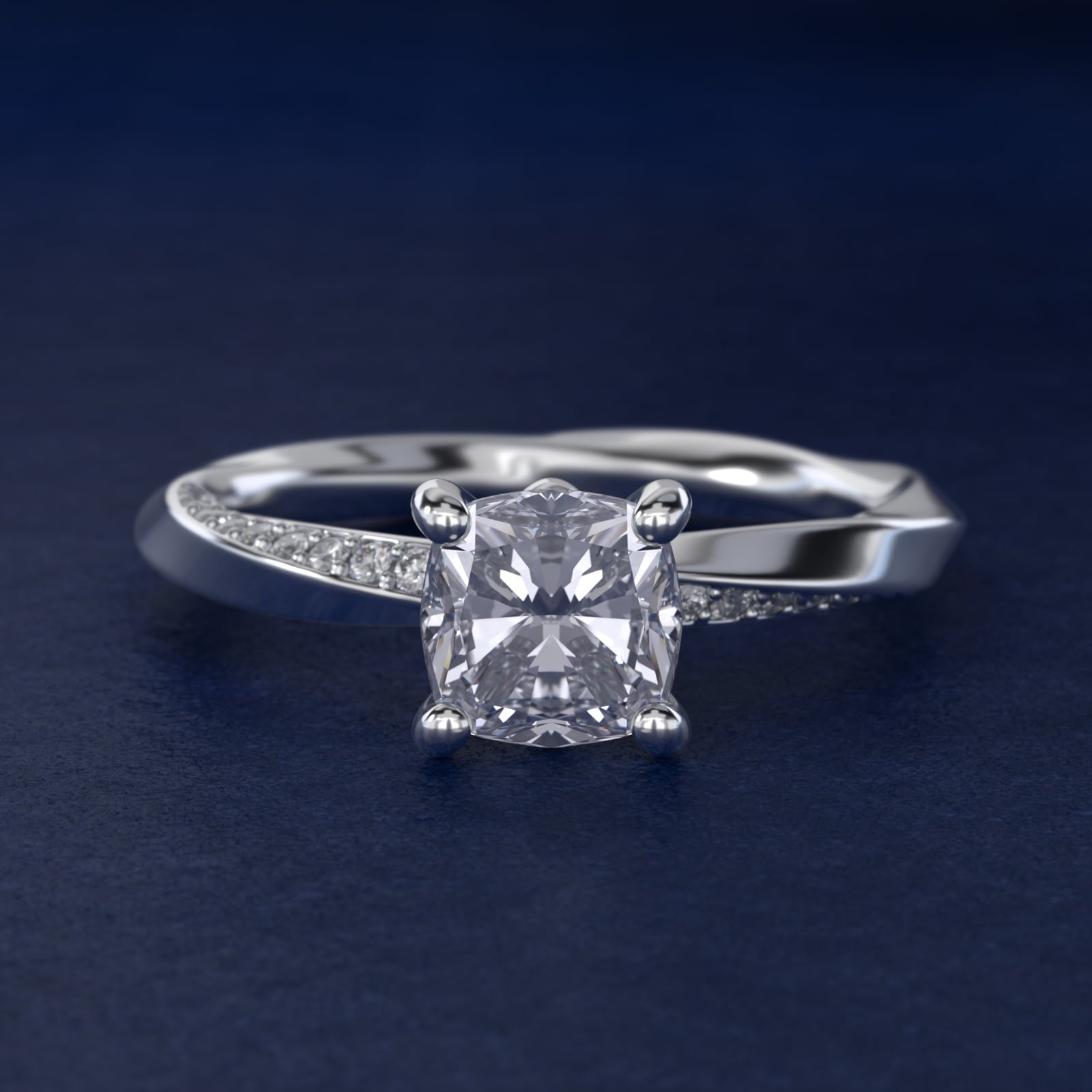 Helix Pav? Diamond Engagement Ring In 18k White Gold By James Allen - Cushion Center
