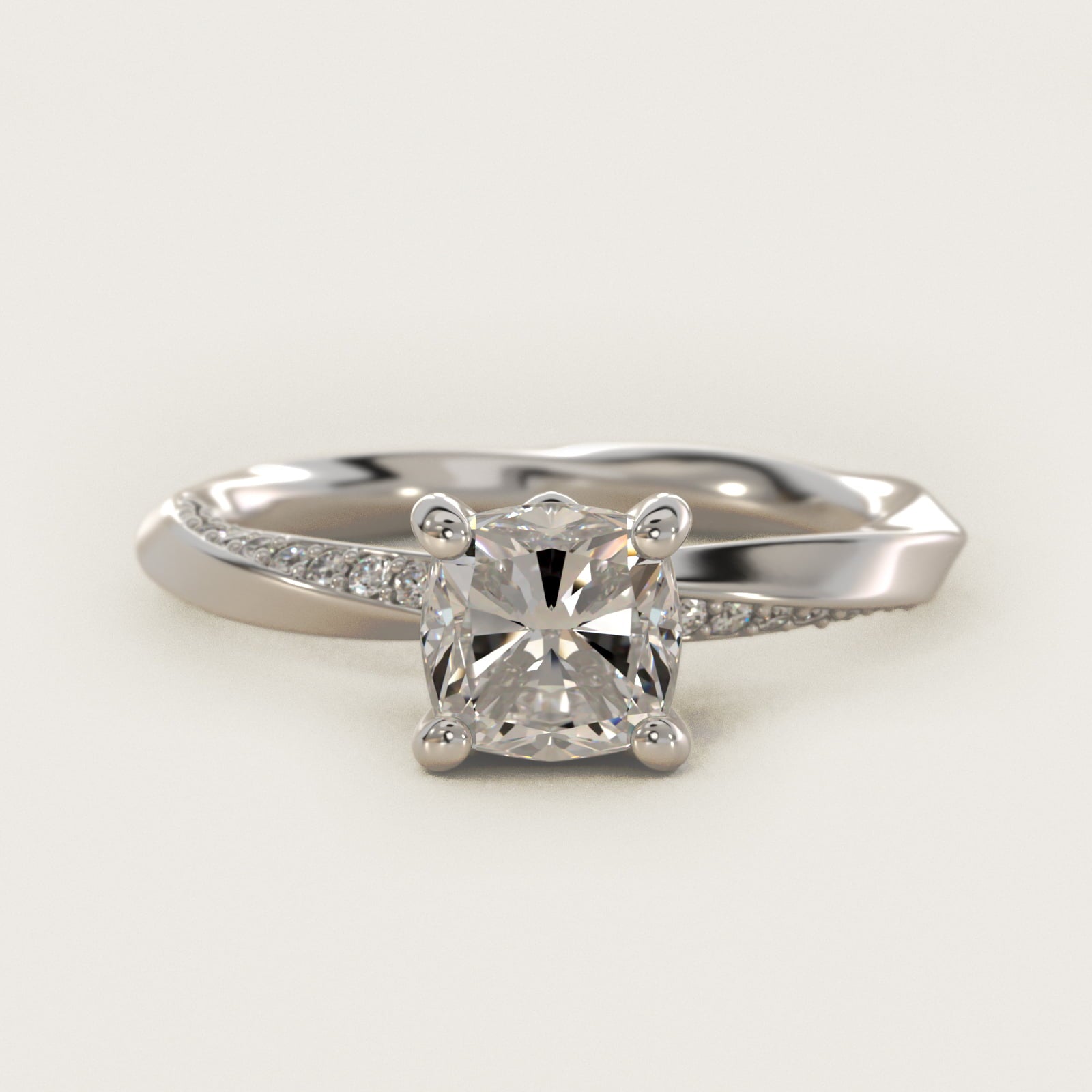 Helix Pav? Diamond Engagement Ring In 18k White Gold By James Allen - Cushion Center