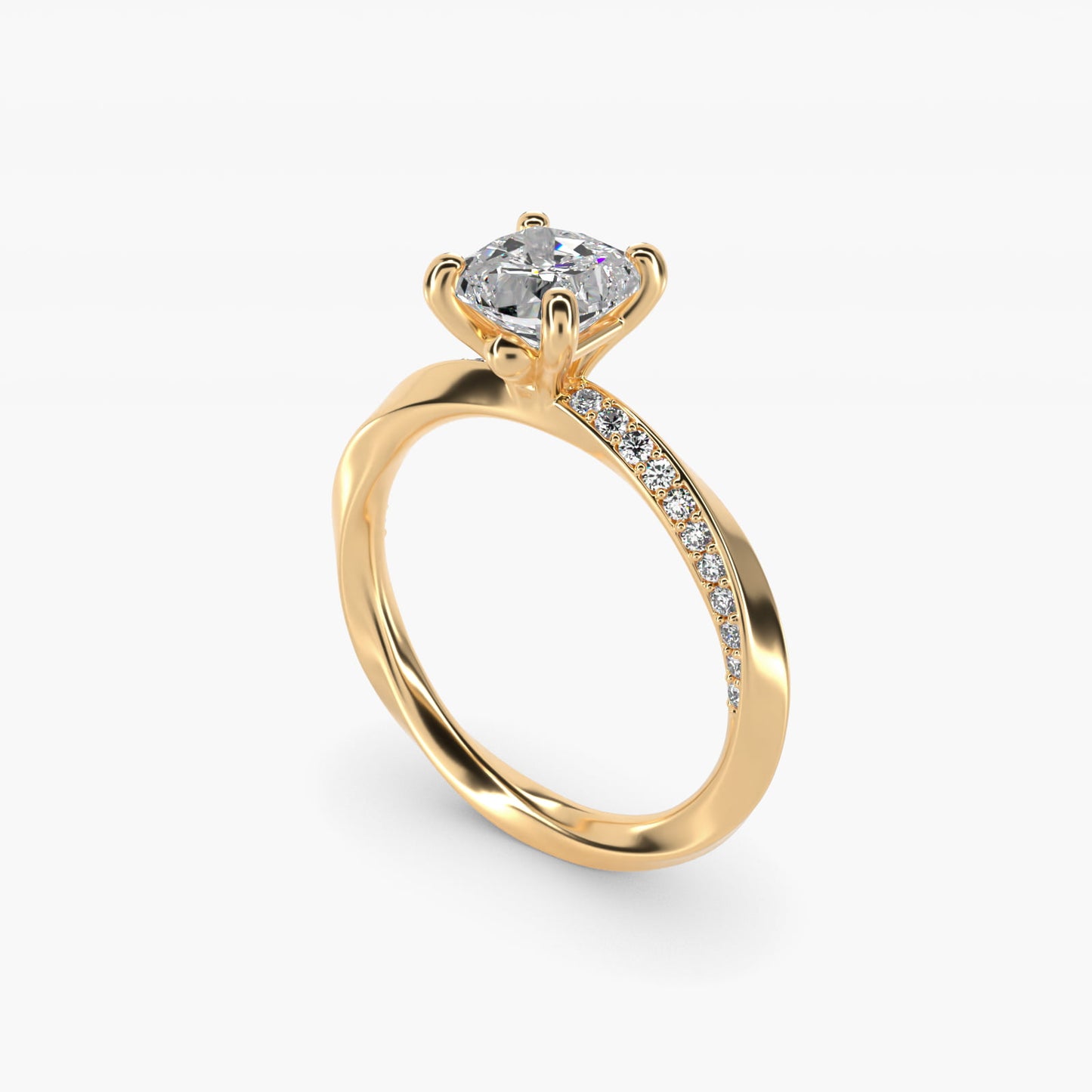Helix Pav? Diamond Engagement Ring In 18k Yellow Gold By James Allen - Cushion Center