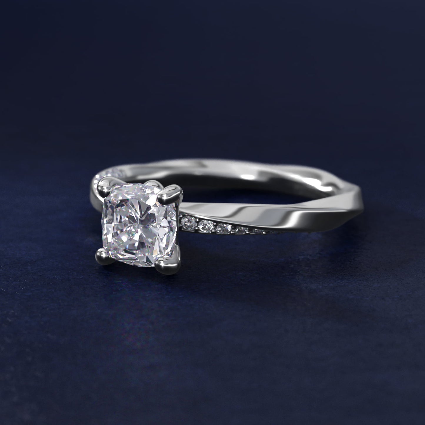 Helix Pav? Diamond Engagement Ring In Platinum By James Allen - Cushion Center