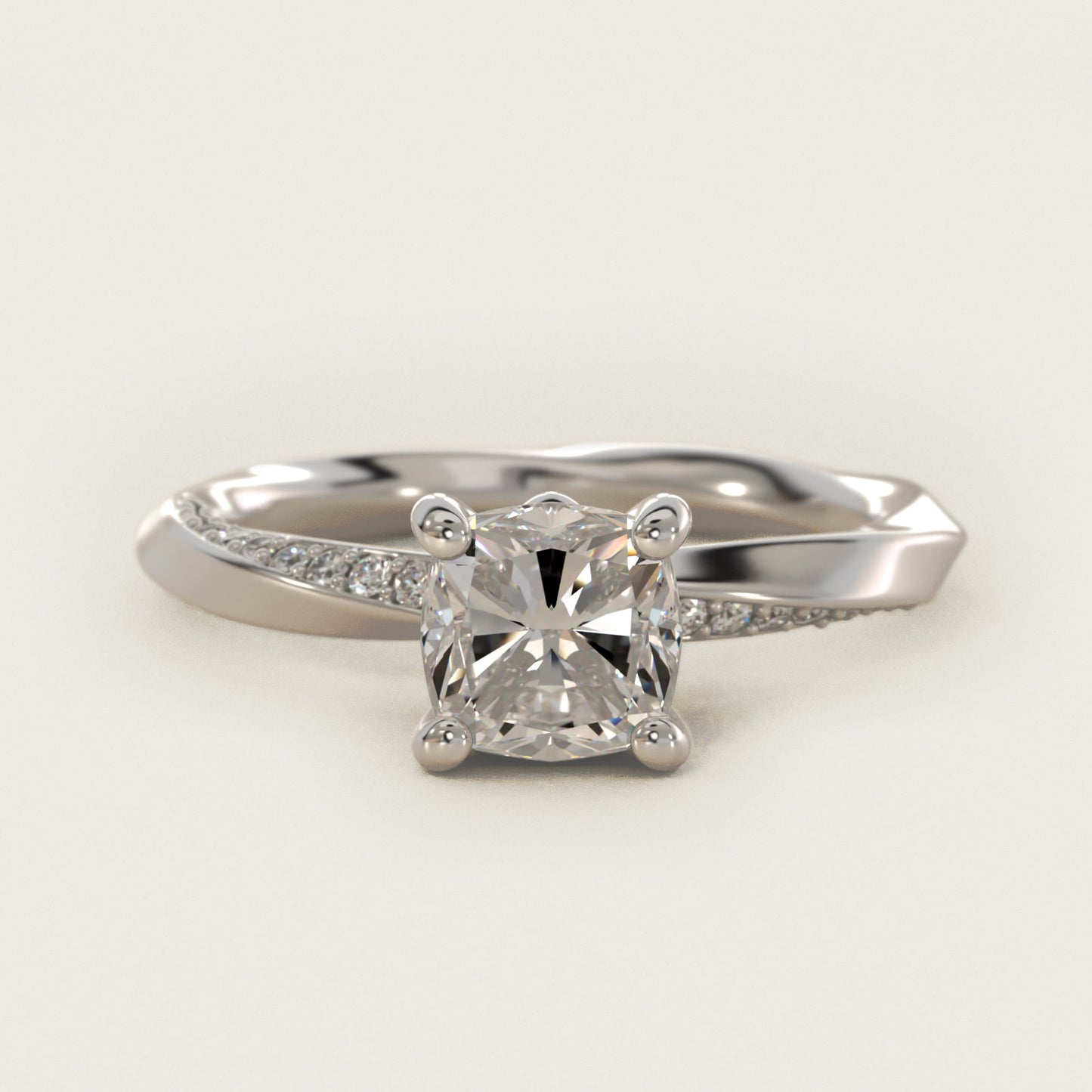 Helix Pav? Diamond Engagement Ring In Platinum By James Allen - Cushion Center