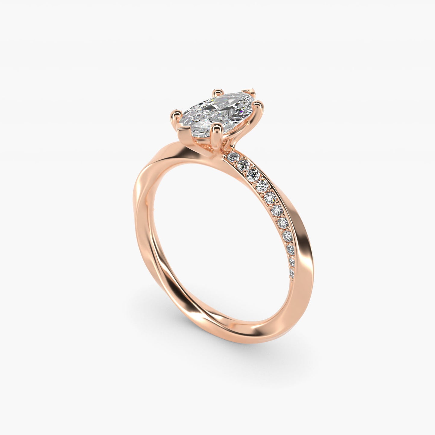Helix Pav? Diamond Engagement Ring In 18k Rose Gold By James Allen - Marquise Center