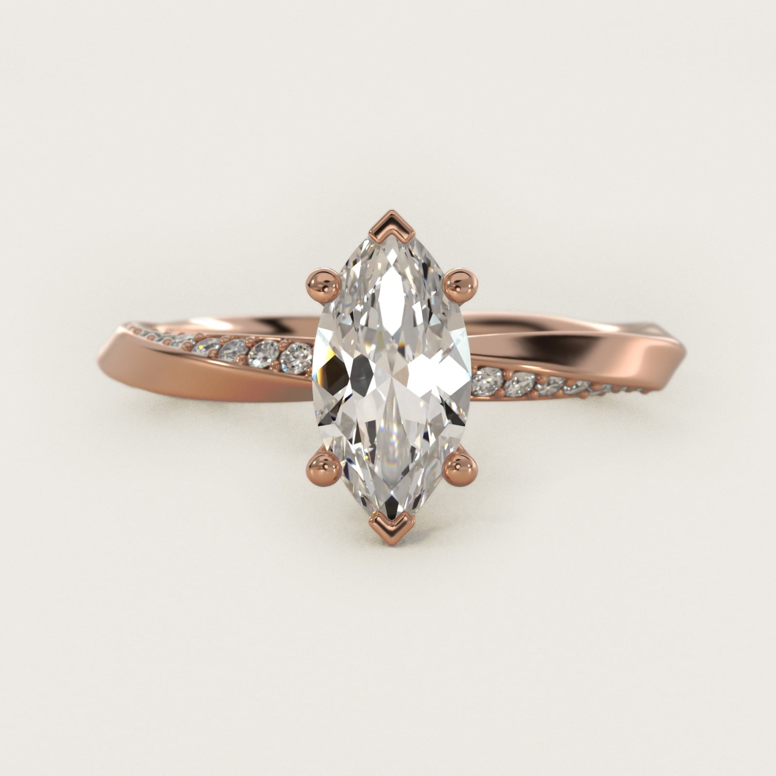 Helix PavŽ Diamond Engagement Ring In 14K Rose Gold By James Allen - Marquise Center