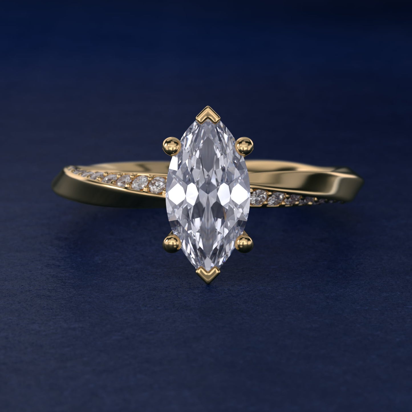 Helix PavŽ Diamond Engagement Ring In 14K Yellow Gold By James Allen - Marquise Center