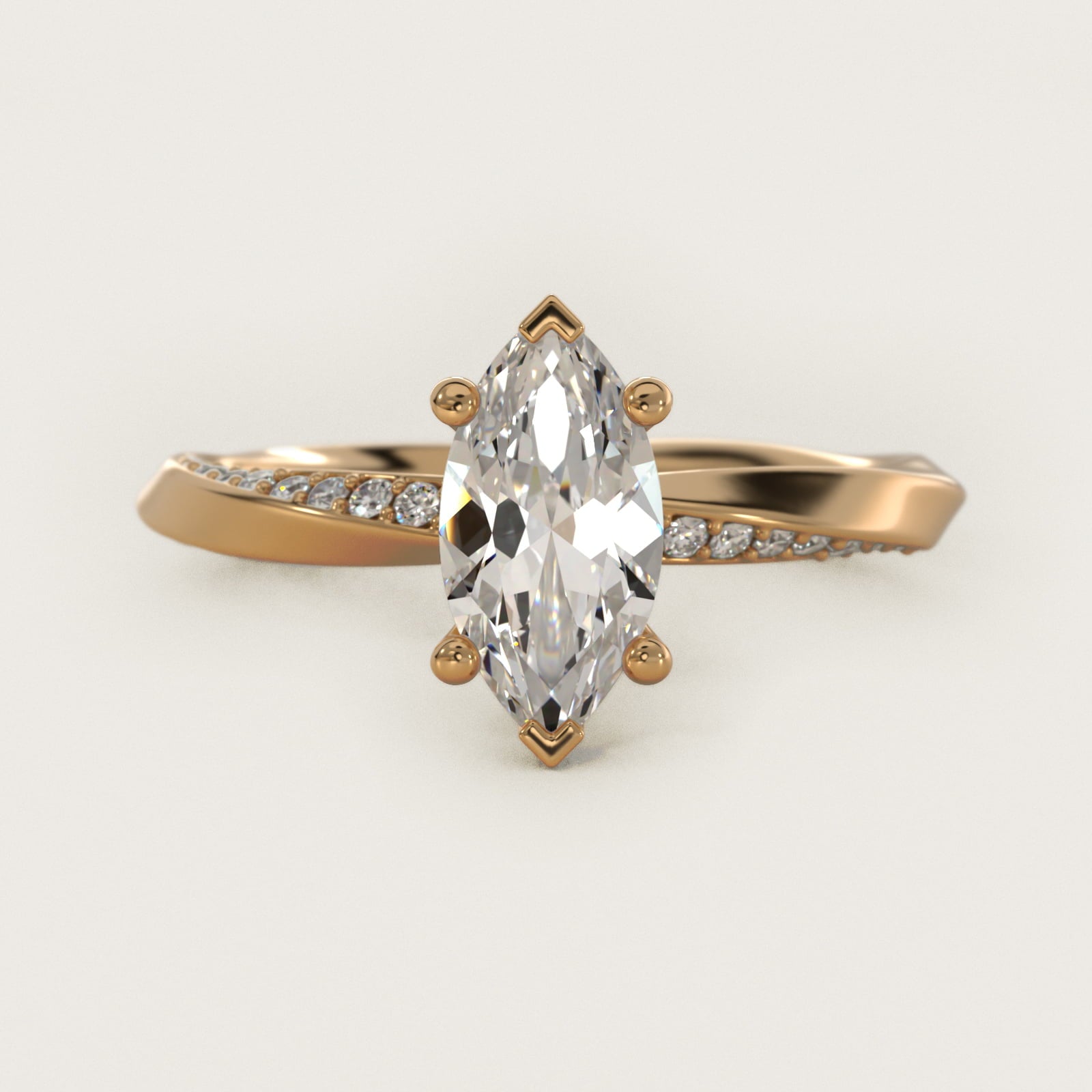 Helix PavŽ Diamond Engagement Ring In 14K Yellow Gold By James Allen - Marquise Center