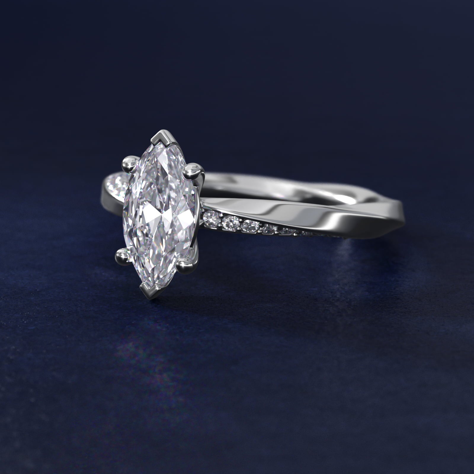 Helix Pav? Diamond Engagement Ring In Platinum By James Allen - Marquise Center