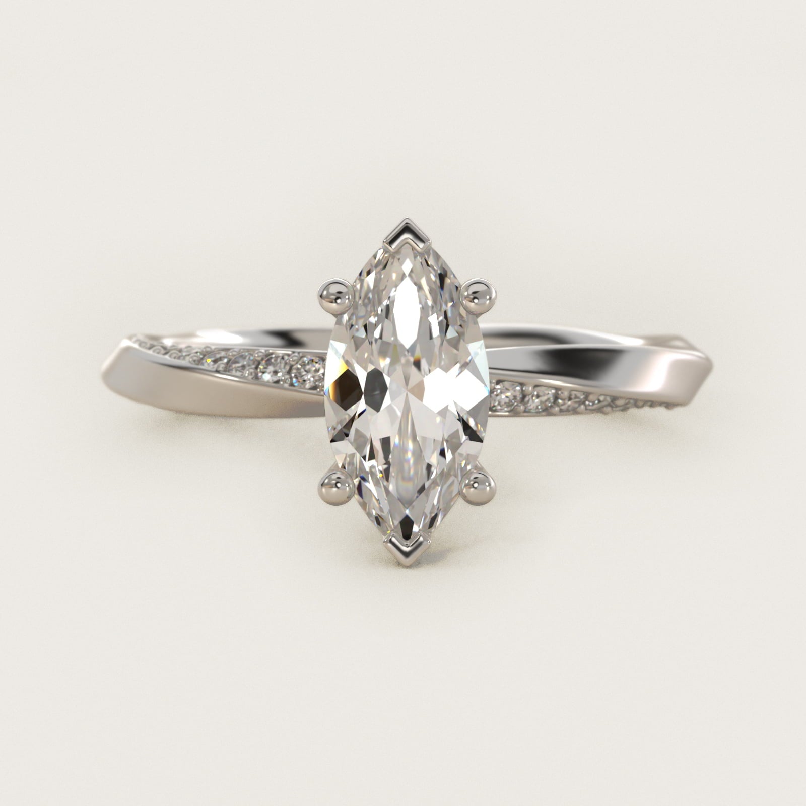 Helix Pav? Diamond Engagement Ring In Platinum By James Allen - Marquise Center