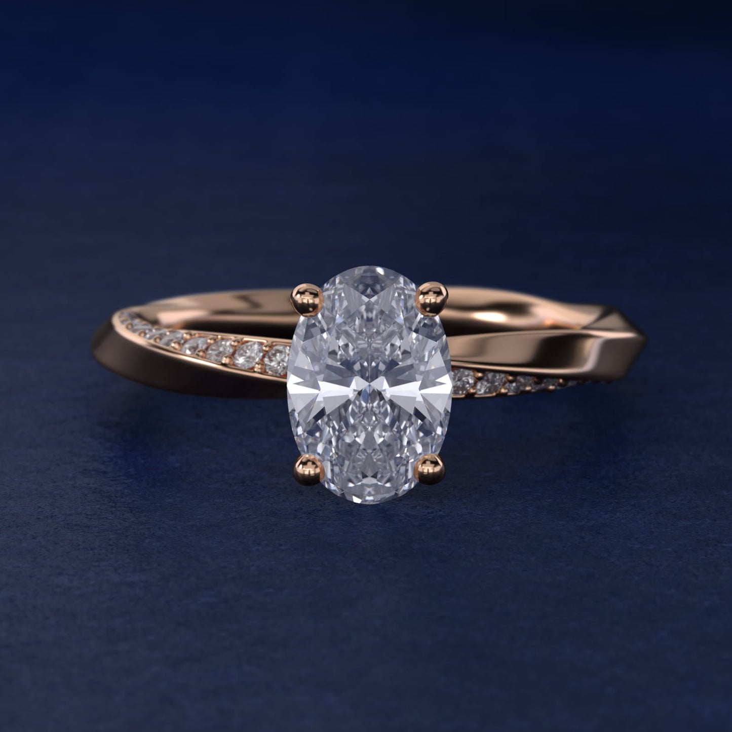 Helix Pav? Diamond Engagement Ring In 18k Rose Gold By James Allen - Oval Center