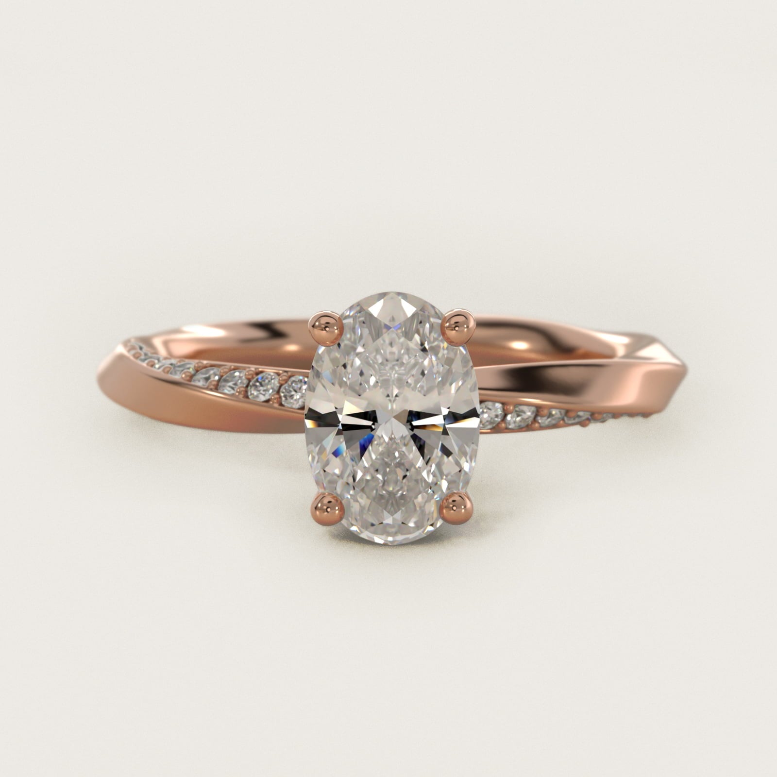 Helix Pav? Diamond Engagement Ring In 18k Rose Gold By James Allen - Oval Center
