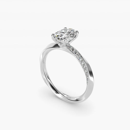 Helix PavŽ Diamond Engagement Ring In 14K White Gold By James Allen - Oval Center
