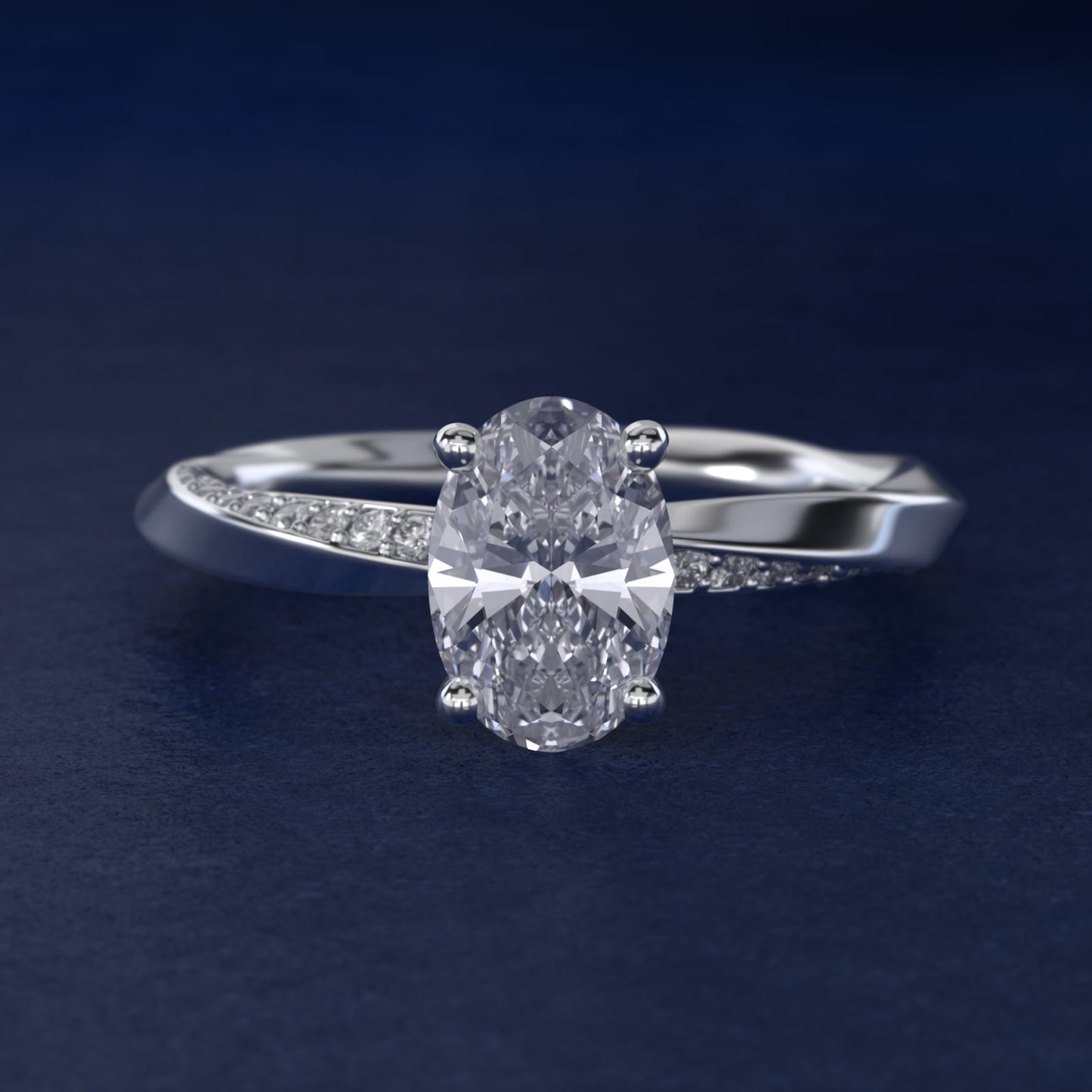 Helix Pav? Diamond Engagement Ring In 18k White Gold By James Allen - Oval Center