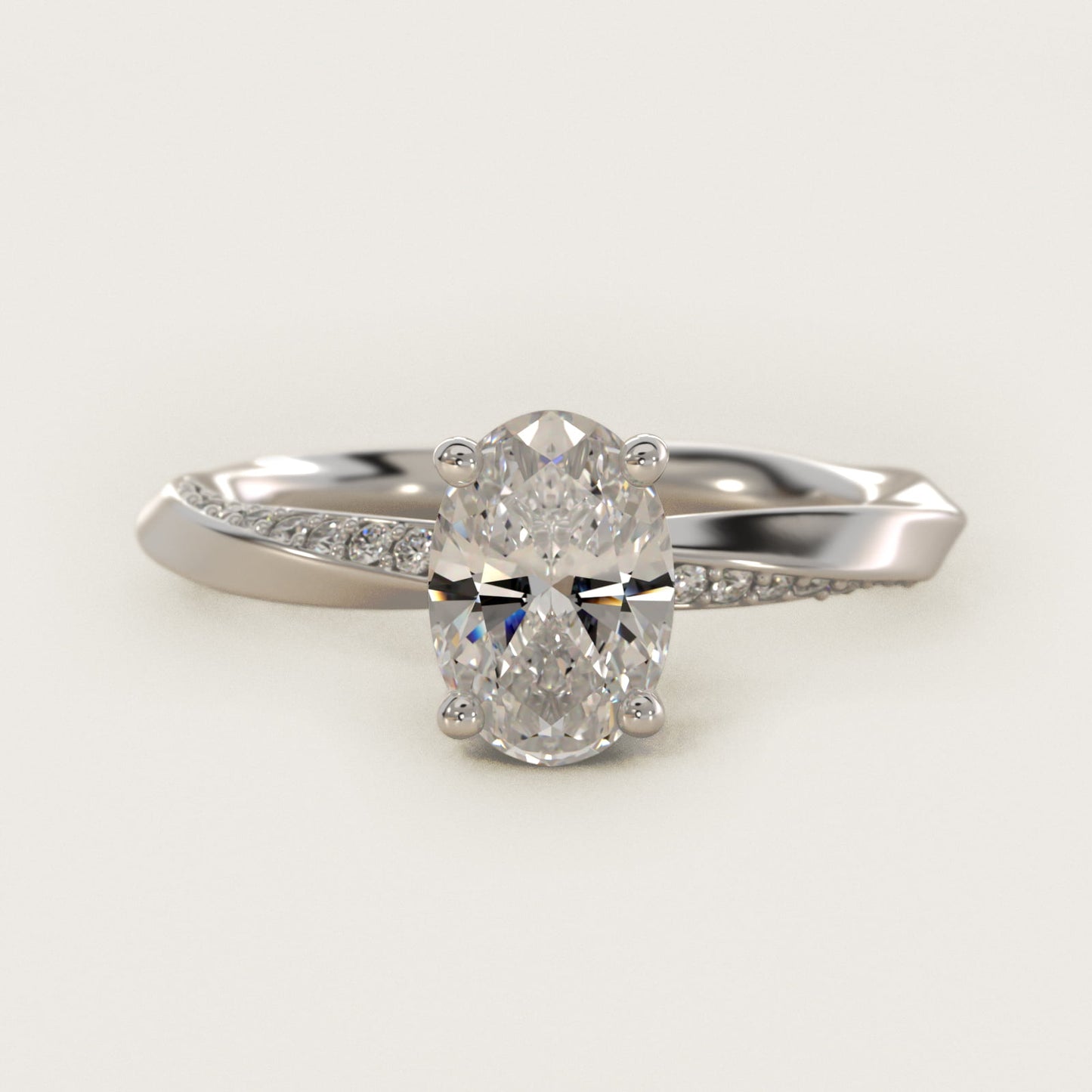 Helix Pav? Diamond Engagement Ring In 18k White Gold By James Allen - Oval Center
