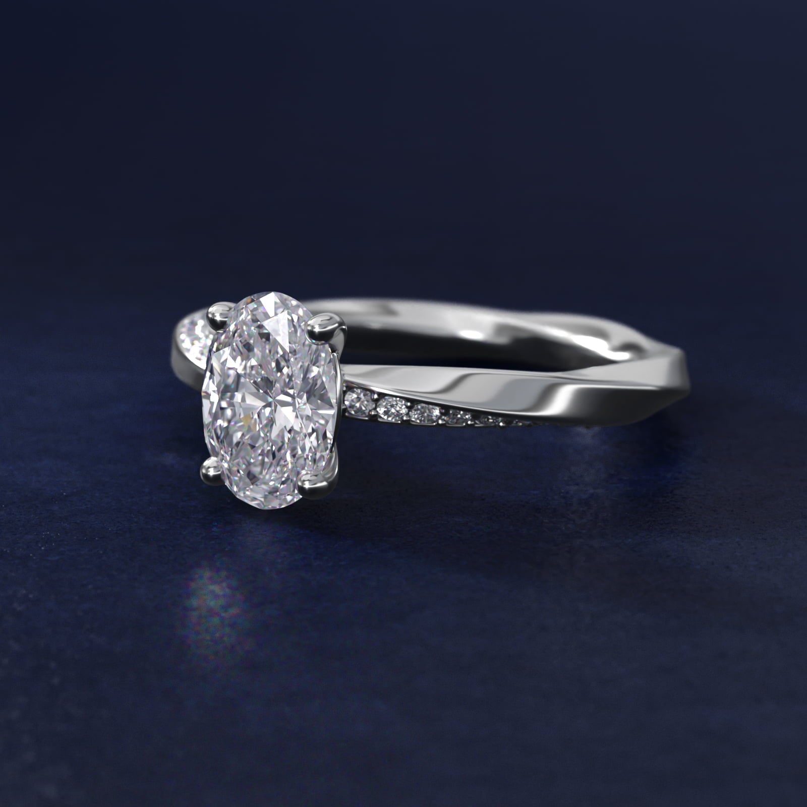 Helix Pav? Diamond Engagement Ring In Platinum By James Allen - Oval Center