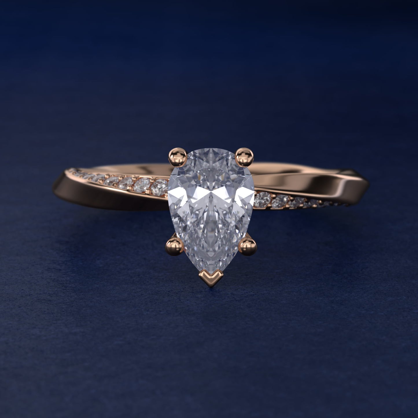 Helix Pav? Diamond Engagement Ring In 18k Rose Gold By James Allen - Pear Center