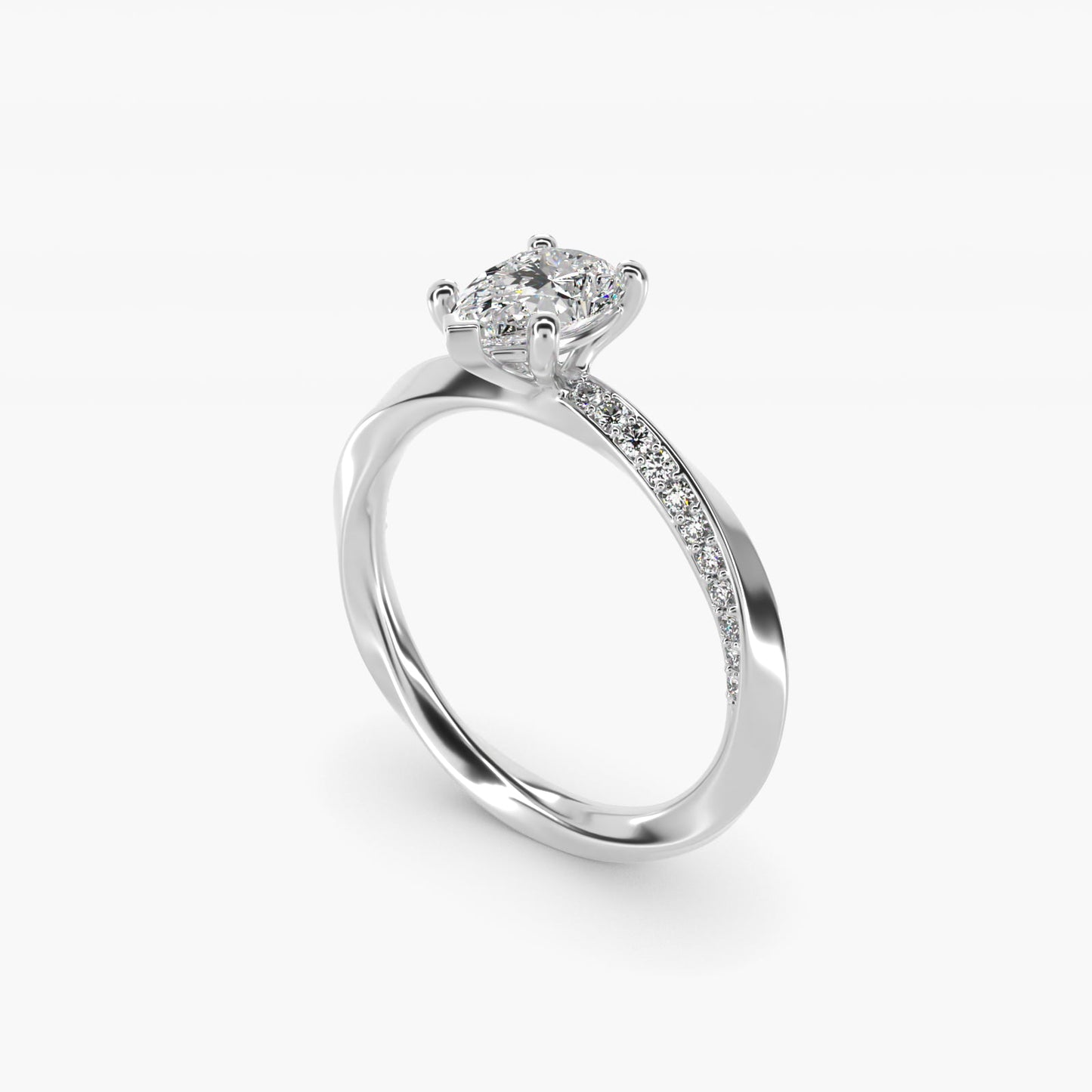 Helix Pav? Diamond Engagement Ring In 18k White Gold By James Allen - Pear Center