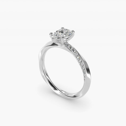 Helix Pav? Diamond Engagement Ring In 18k White Gold By James Allen - Pear Center