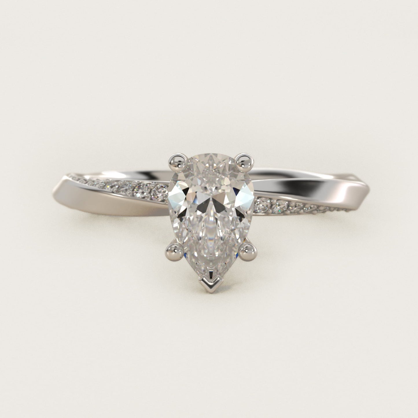 Helix PavŽ Diamond Engagement Ring In 14K White Gold By James Allen - Pear Center