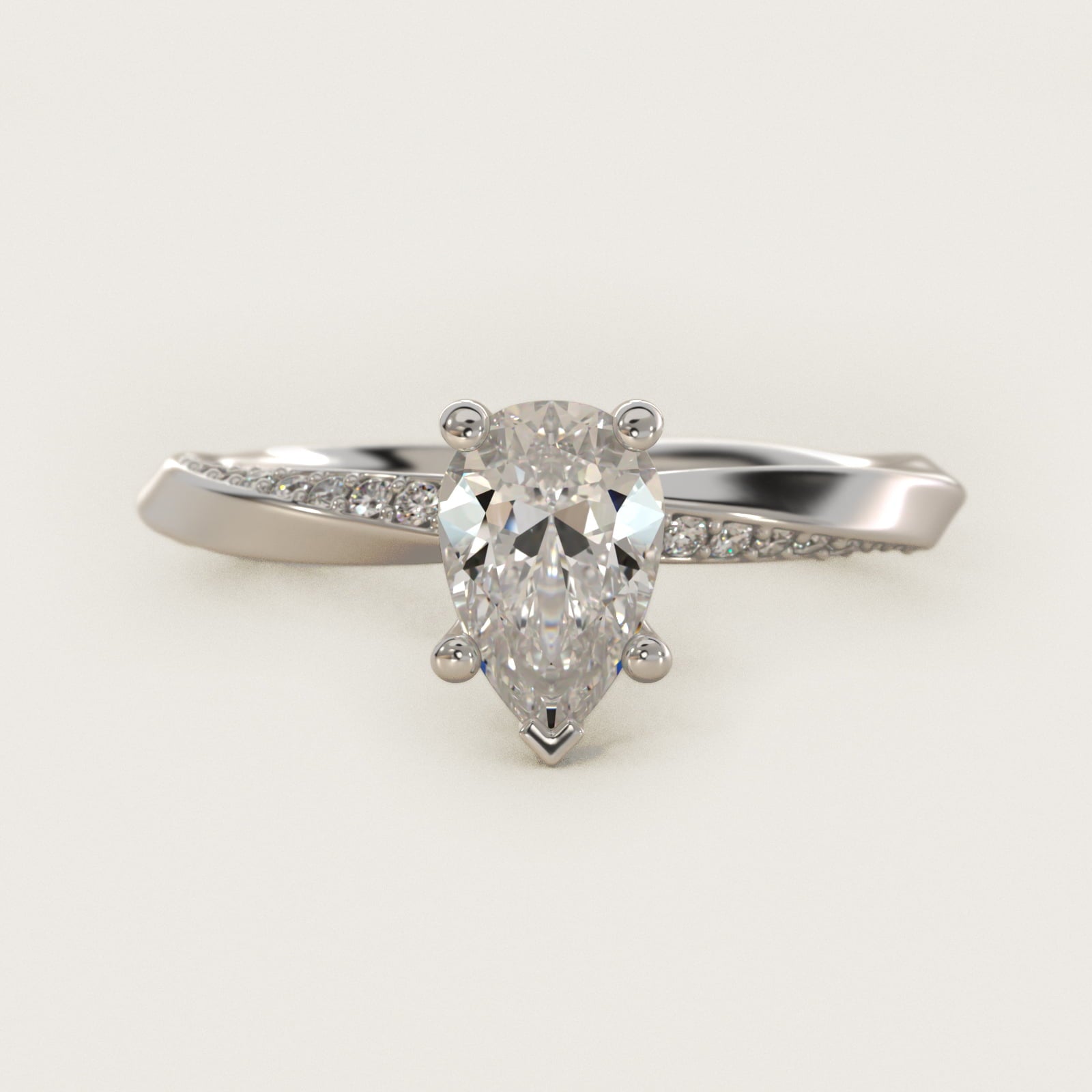 Helix Pav? Diamond Engagement Ring In 18k White Gold By James Allen - Pear Center