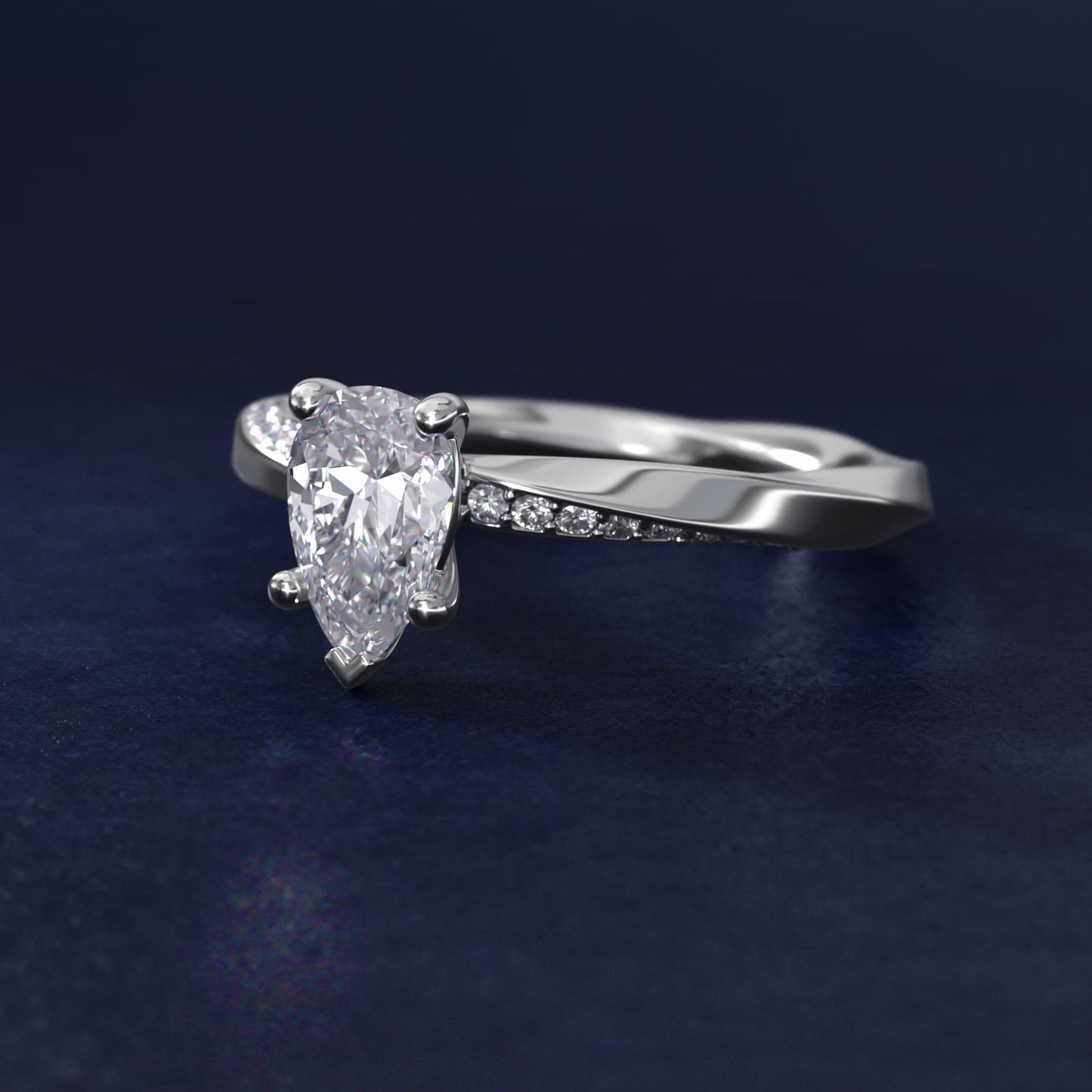 Helix Pav? Diamond Engagement Ring In Platinum By James Allen - Pear Center