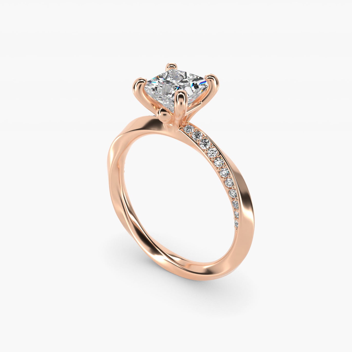 Helix PavŽ Diamond Engagement Ring In 14K Rose Gold By James Allen - Princess Center