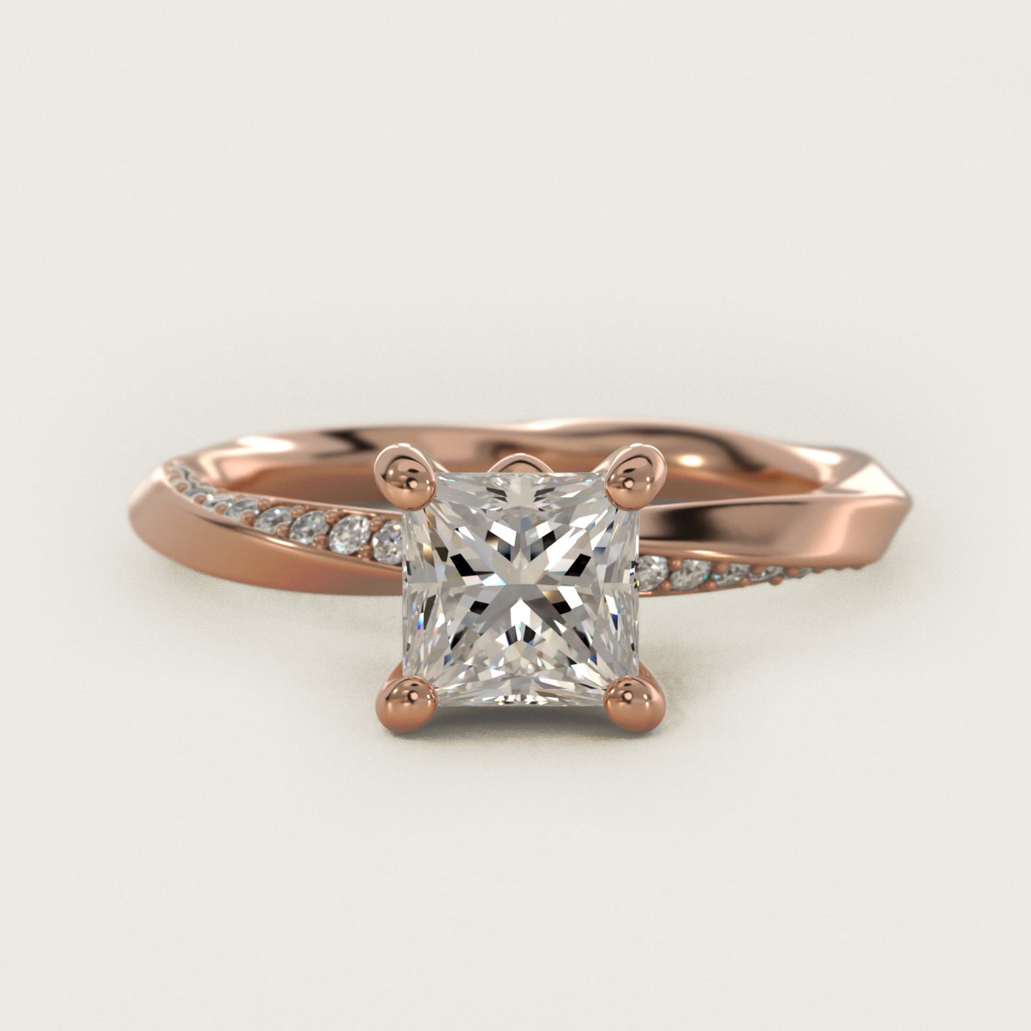 Helix Pav? Diamond Engagement Ring In 18k Rose Gold By James Allen - Princess Center