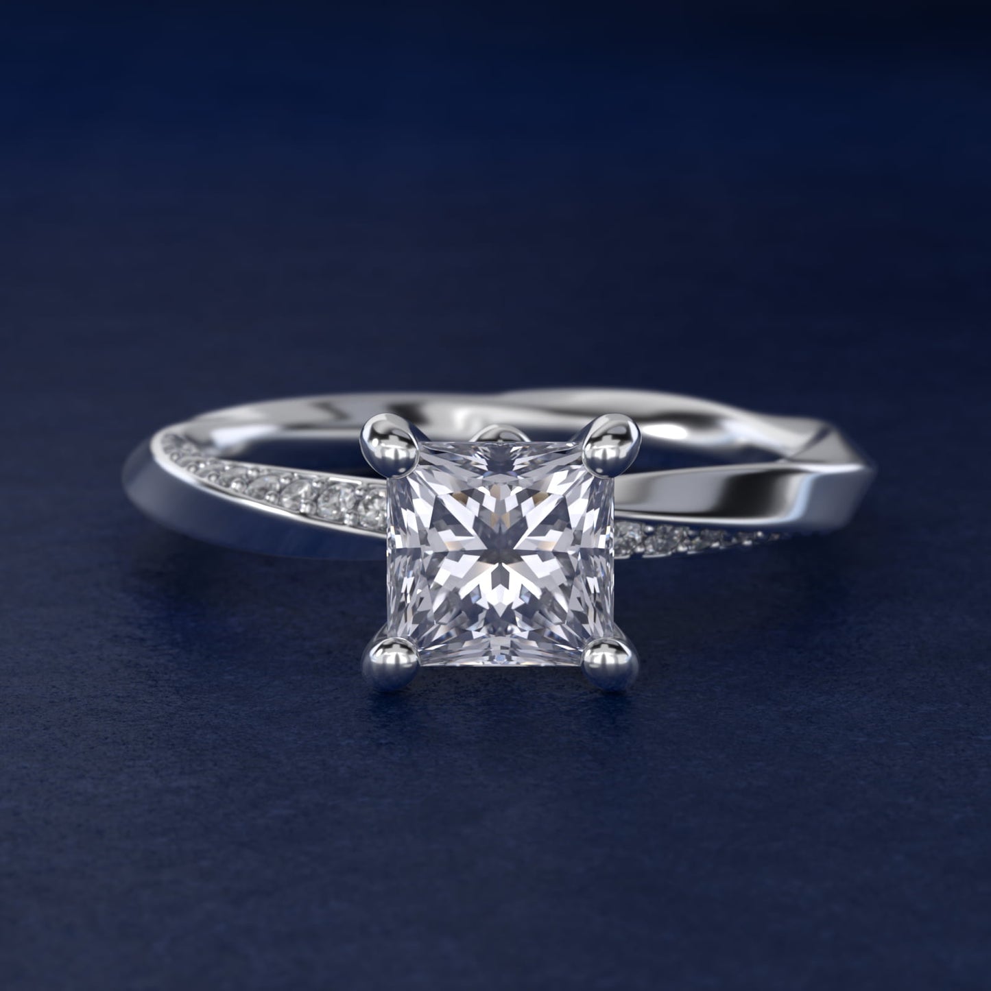 Helix Pav? Diamond Engagement Ring In 18k White Gold By James Allen - Princess Center