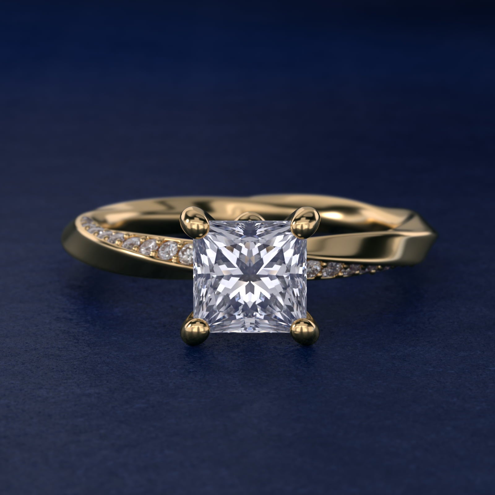Helix PavŽ Diamond Engagement Ring In 14K Yellow Gold By James Allen - Princess Center