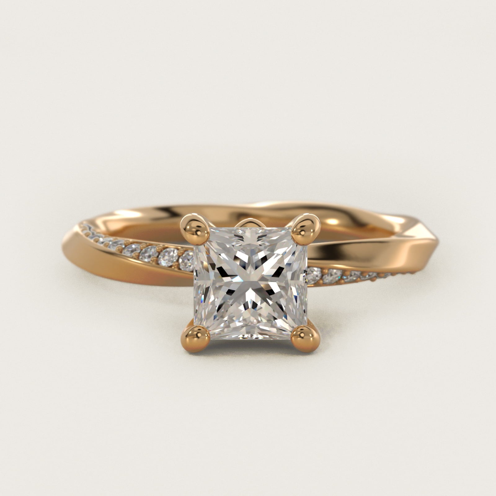 Helix Pav? Diamond Engagement Ring In 18k Yellow Gold By James Allen - Princess Center