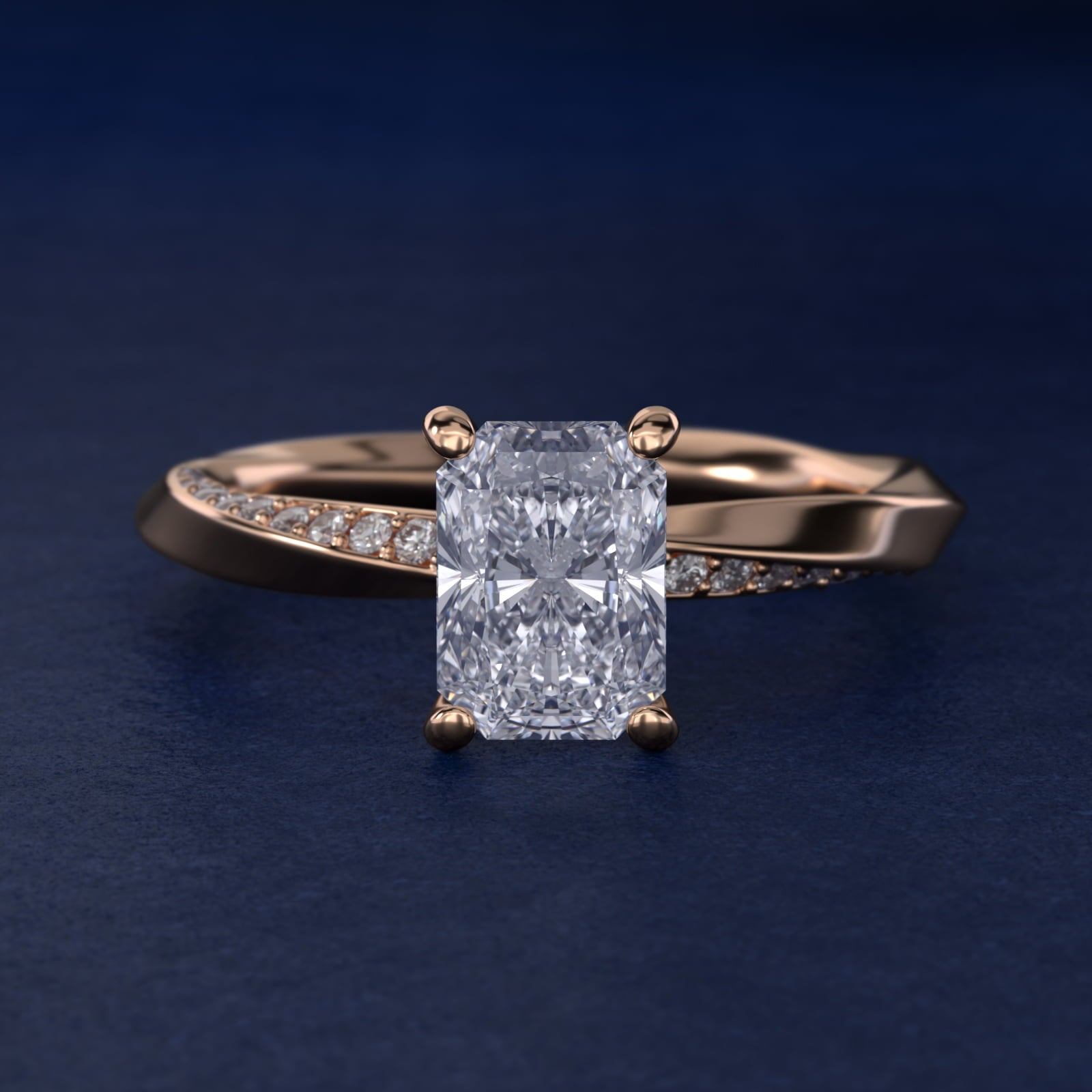 Helix Pav? Diamond Engagement Ring In 18k Rose Gold By James Allen - Radiant Center