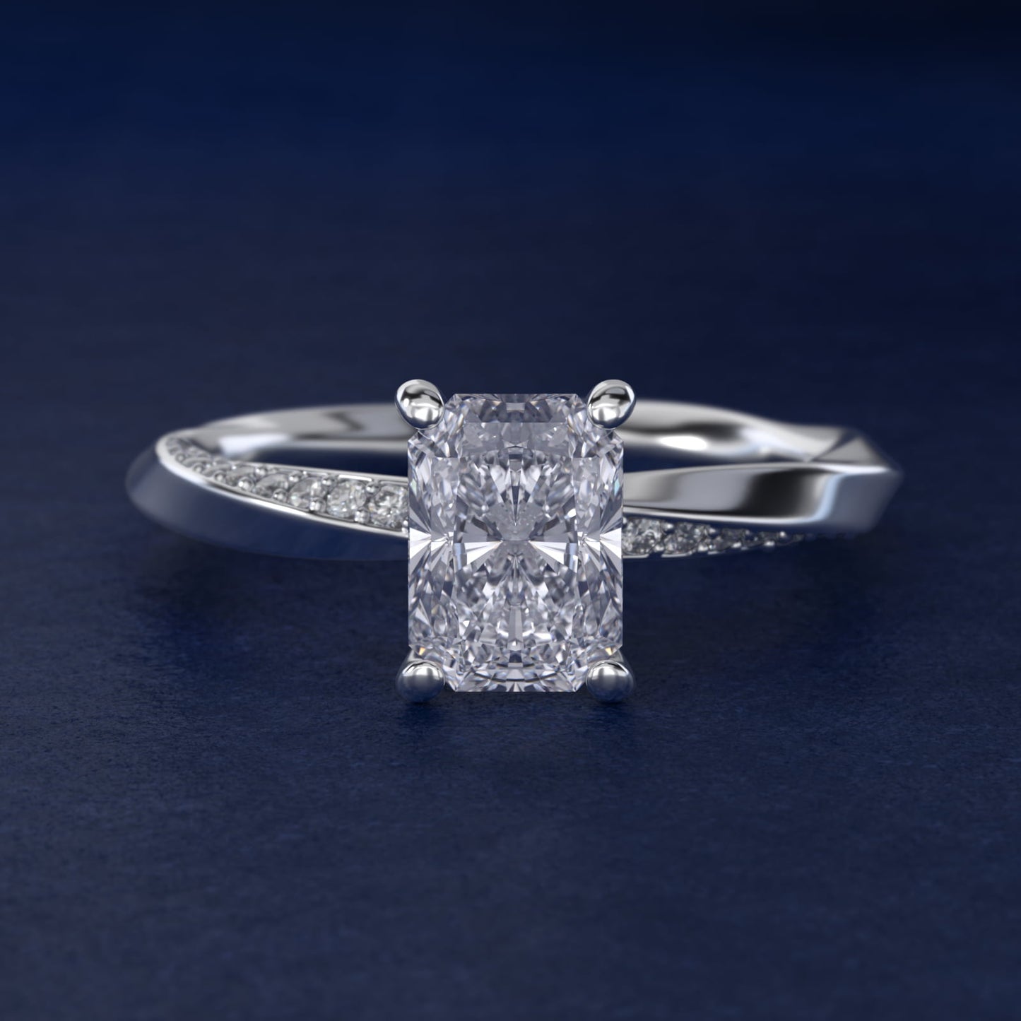 Helix Pav? Diamond Engagement Ring In 18k White Gold By James Allen - Radiant Center