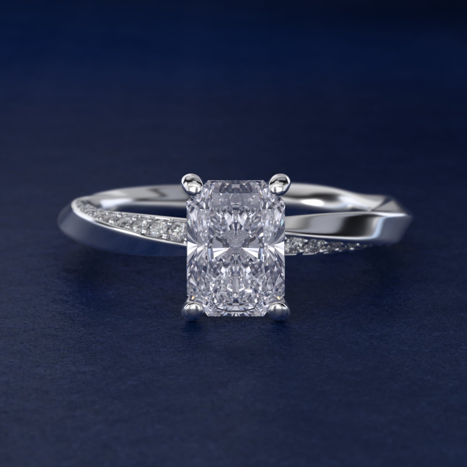 Helix Pav? Diamond Engagement Ring In 18k White Gold By James Allen - Radiant Center