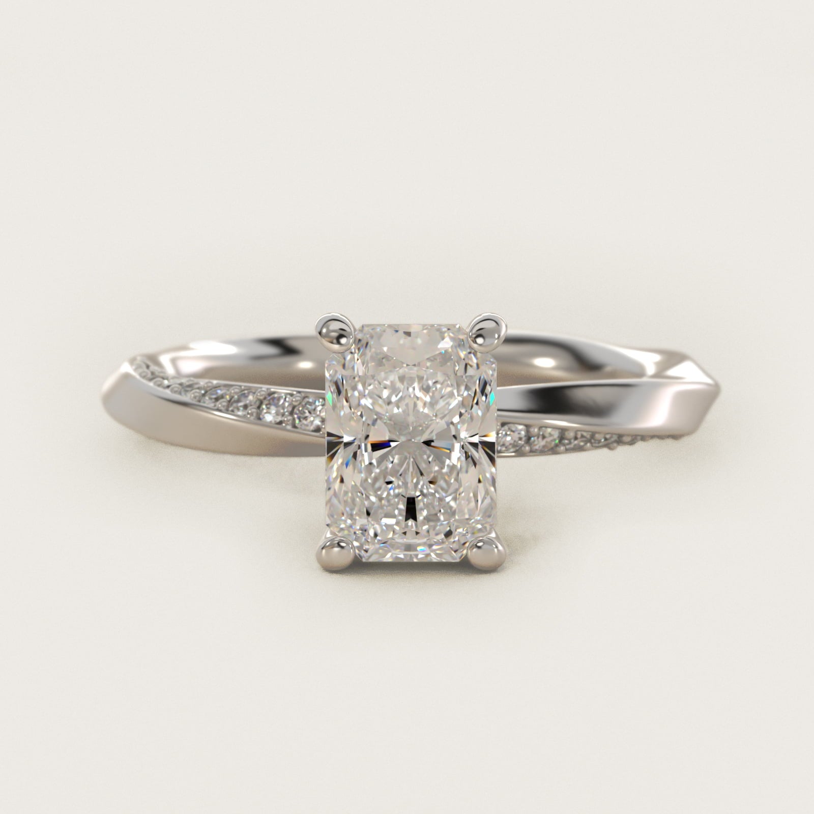 Helix Pav? Diamond Engagement Ring In 18k White Gold By James Allen - Radiant Center